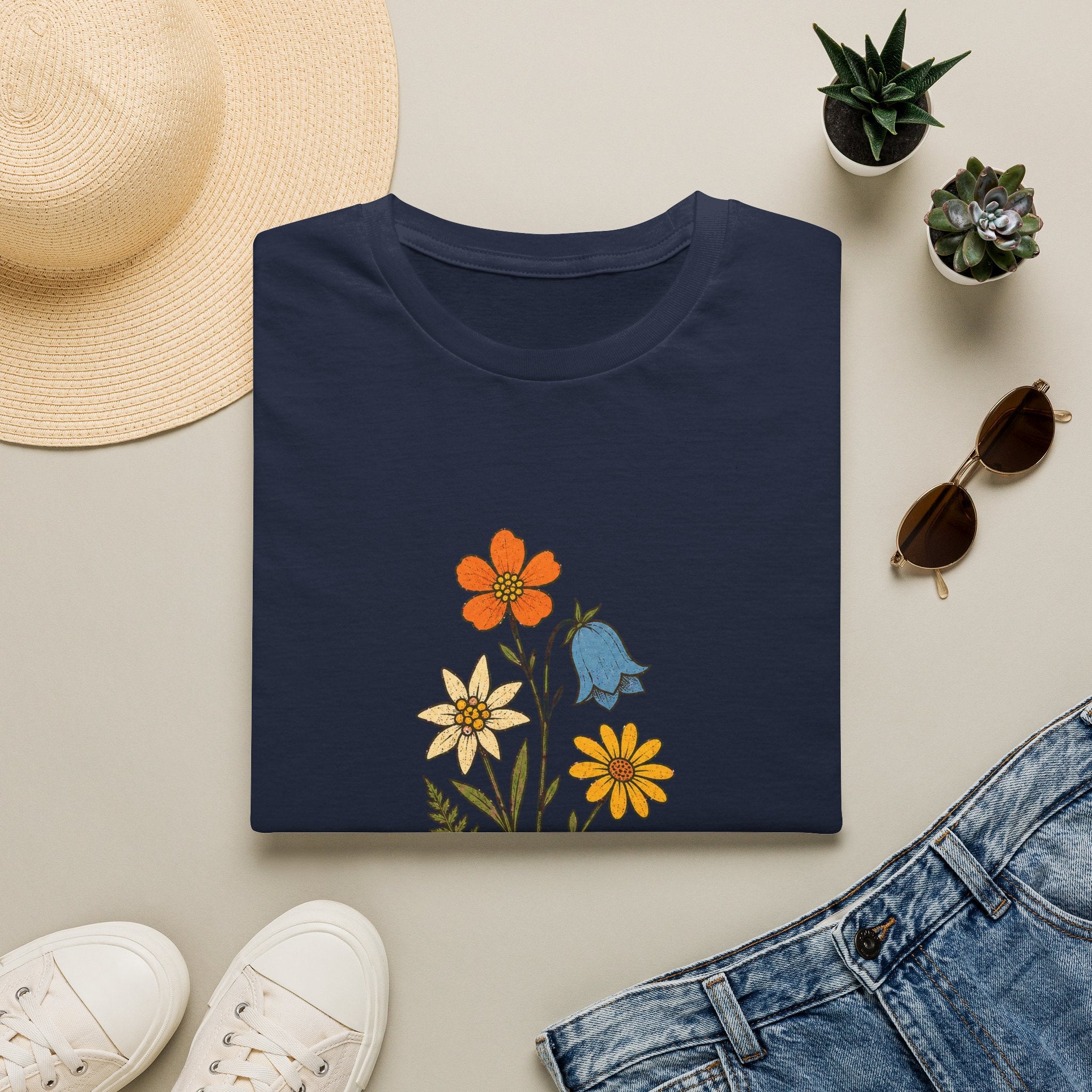 Alpenblumen-Strauß mit Schnürsenkel T-Shirt