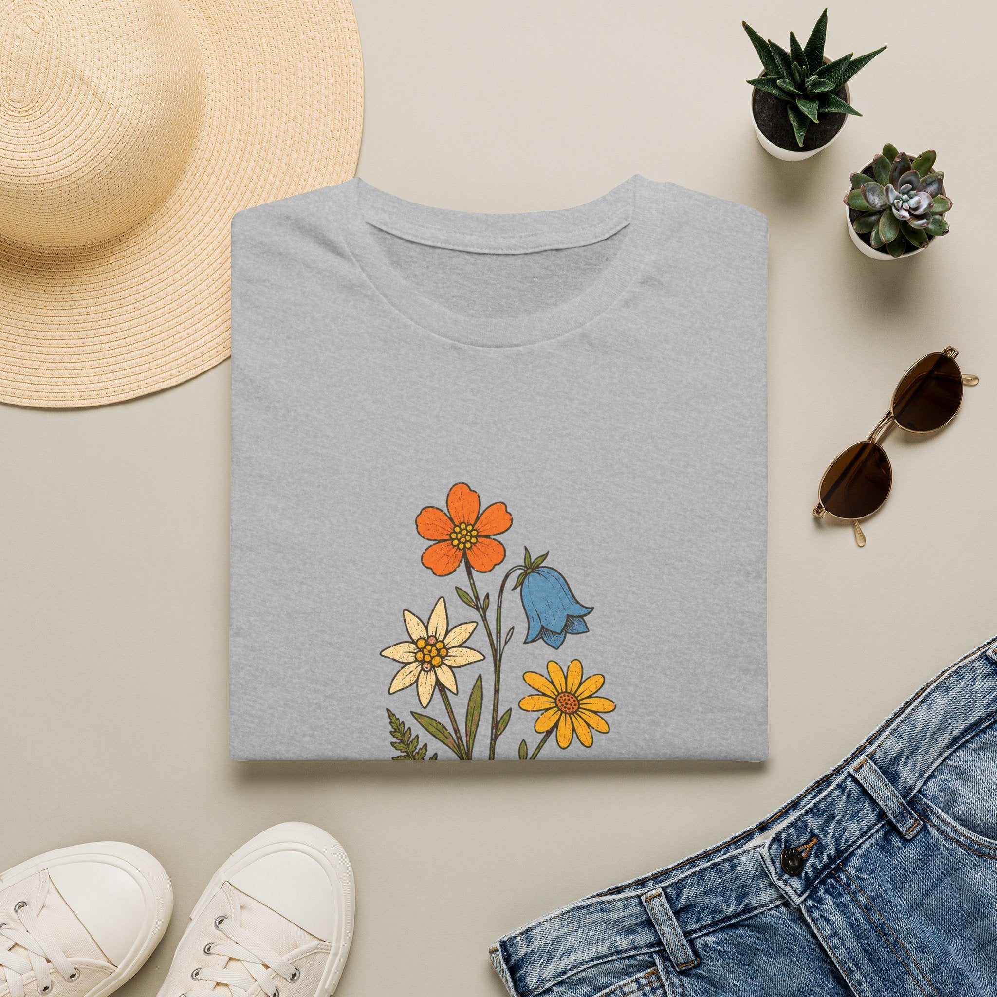 Alpenblumen-Strauß mit Schnürsenkel T-Shirt