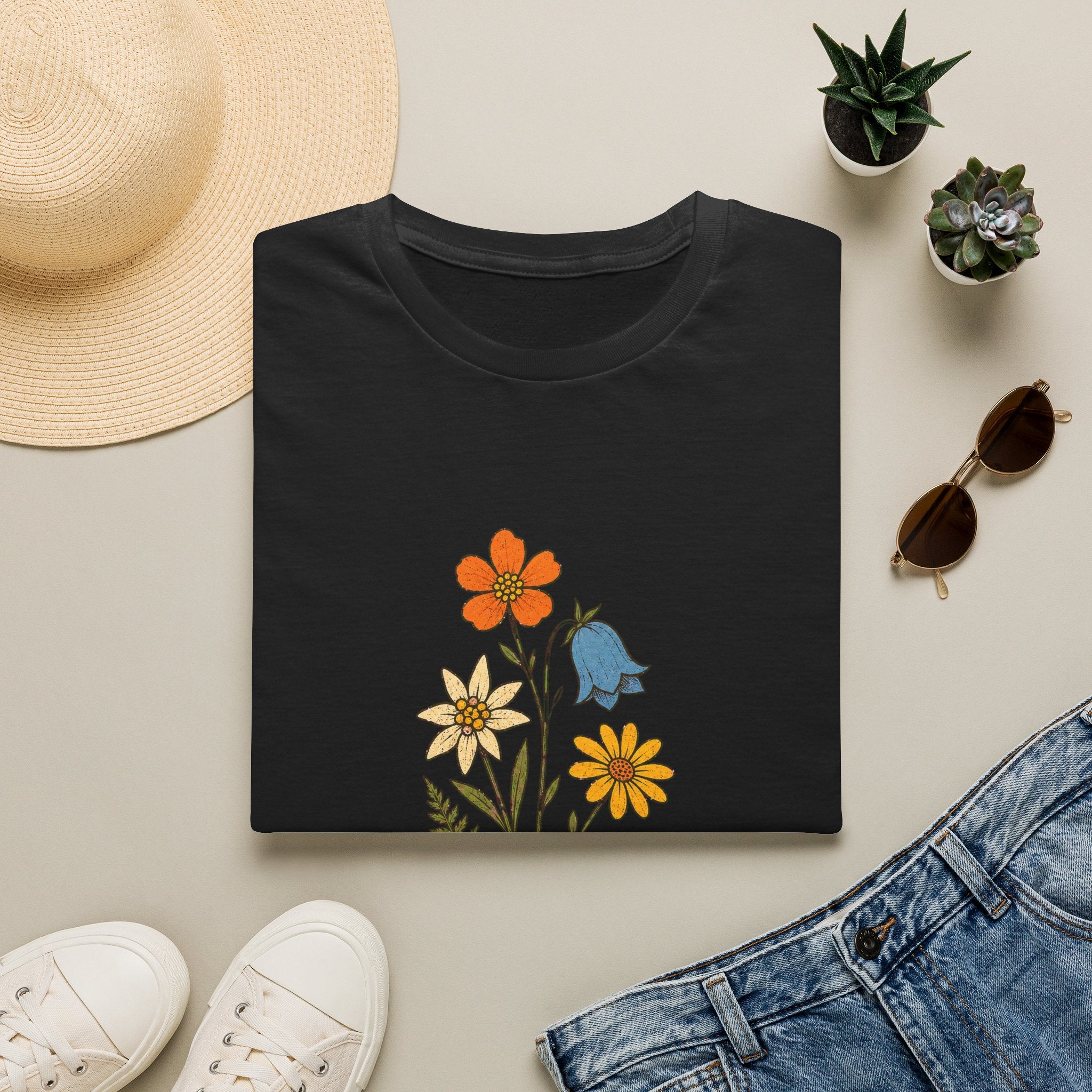 Alpenblumen-Strauß mit Schnürsenkel T-Shirt