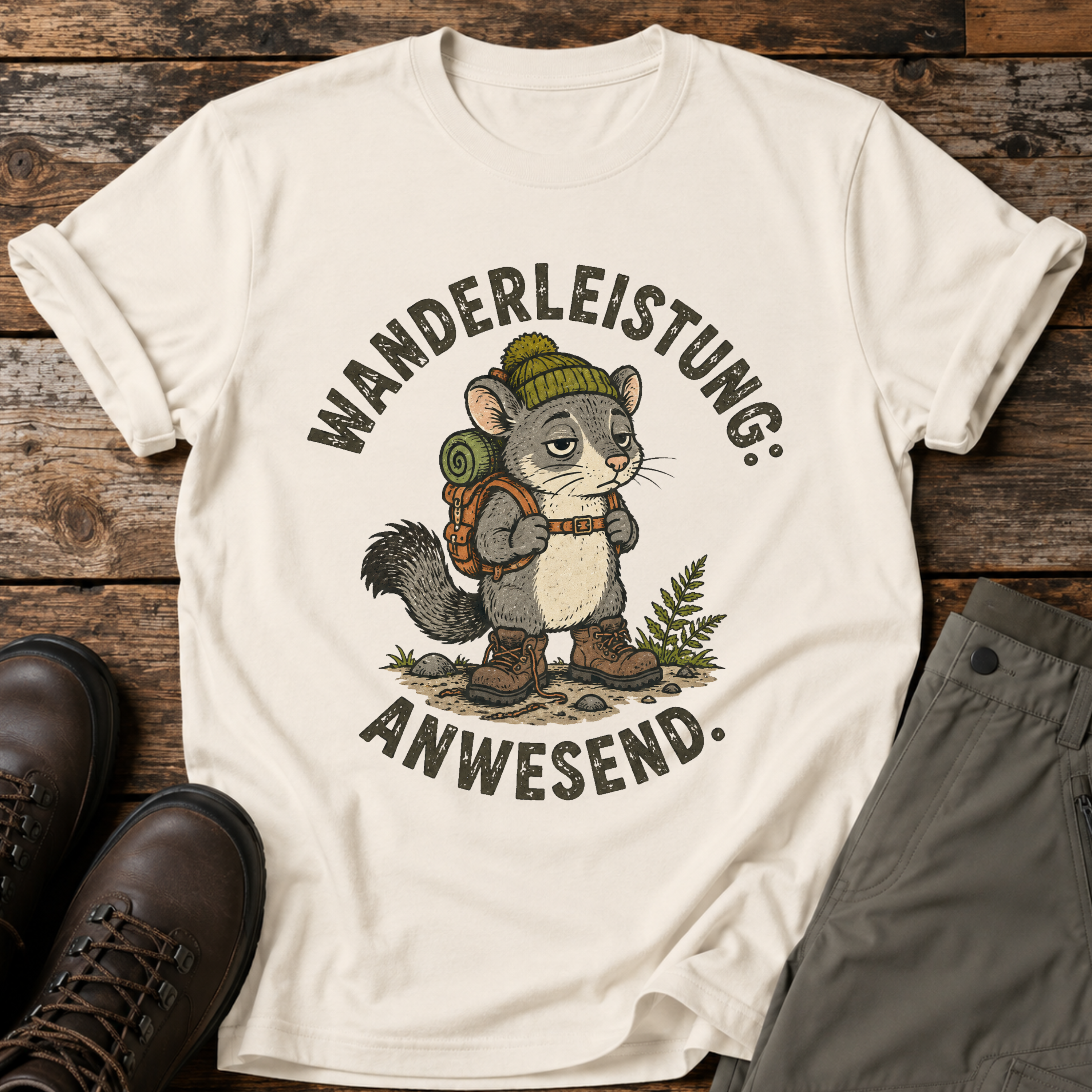 Wanderleistung. Anwesend. T-shirt