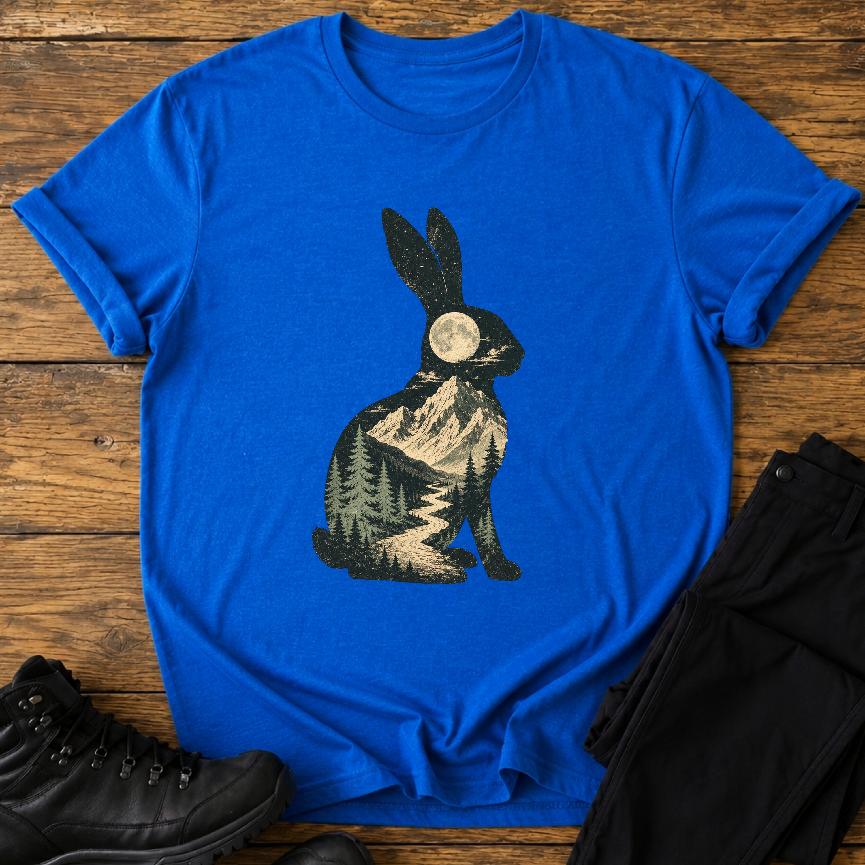 Hasen-Silhouette mit Berg T-Shirt