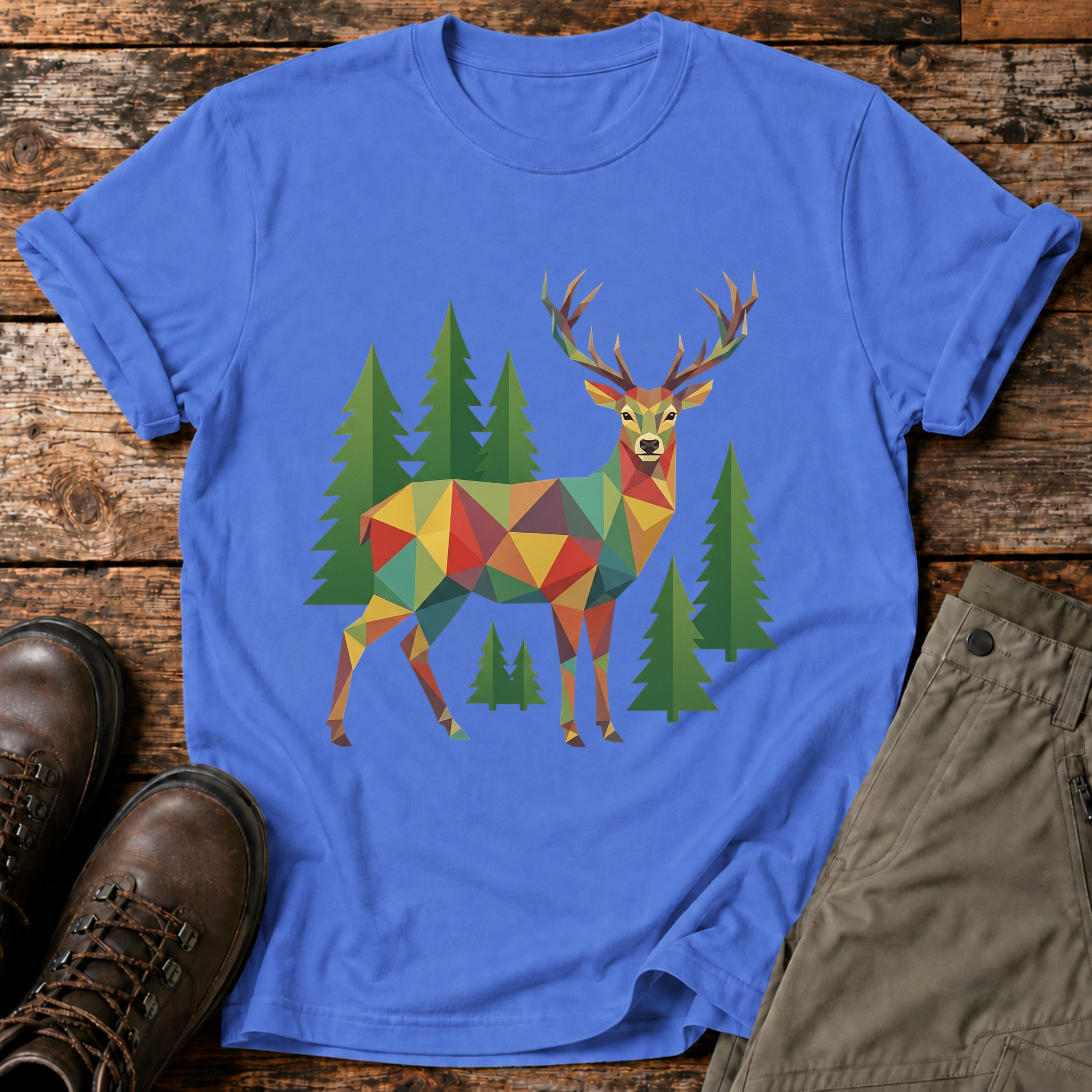 Poly Hirsch im Wald T-shirt