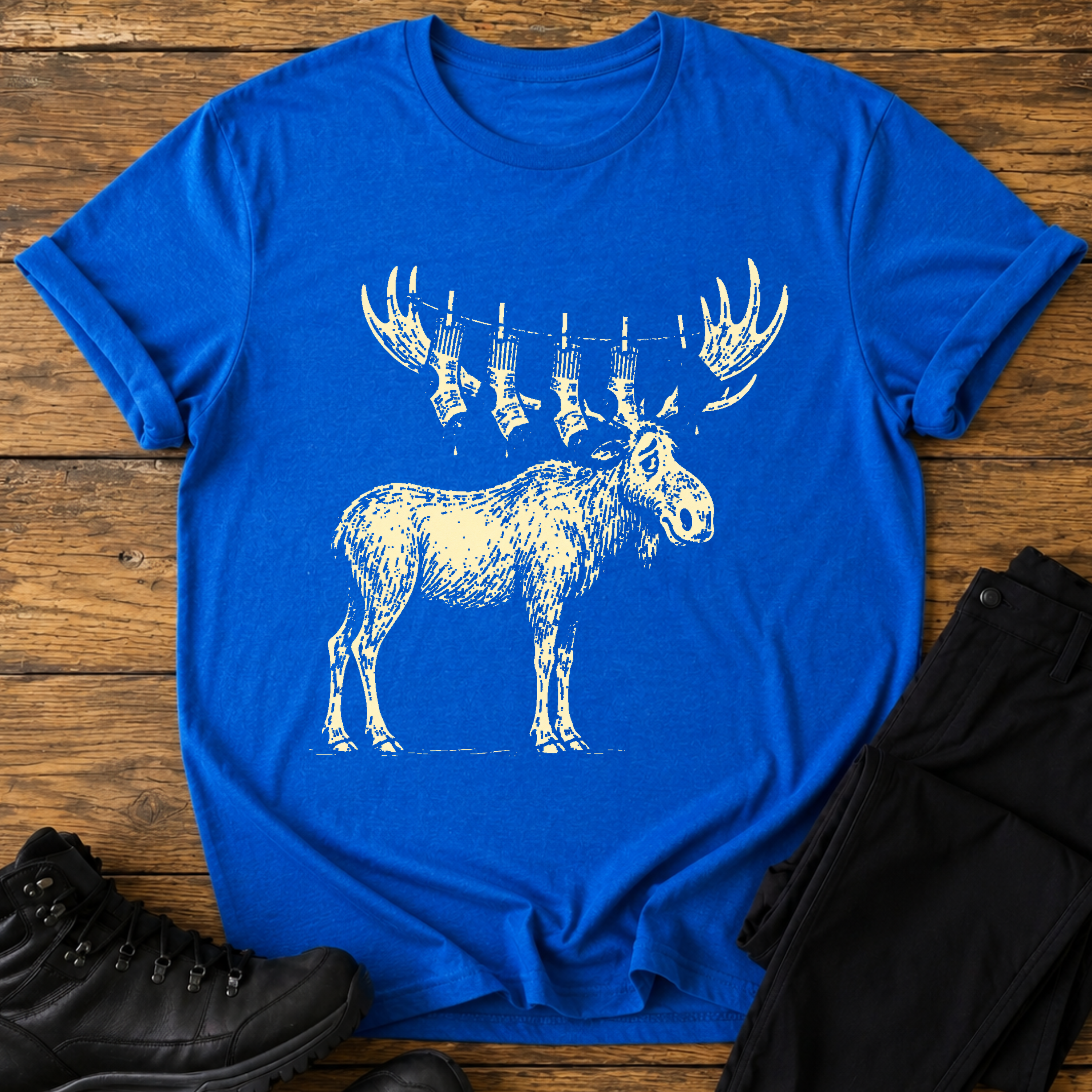 Der Wäscheleinen-Elch T-Shirt