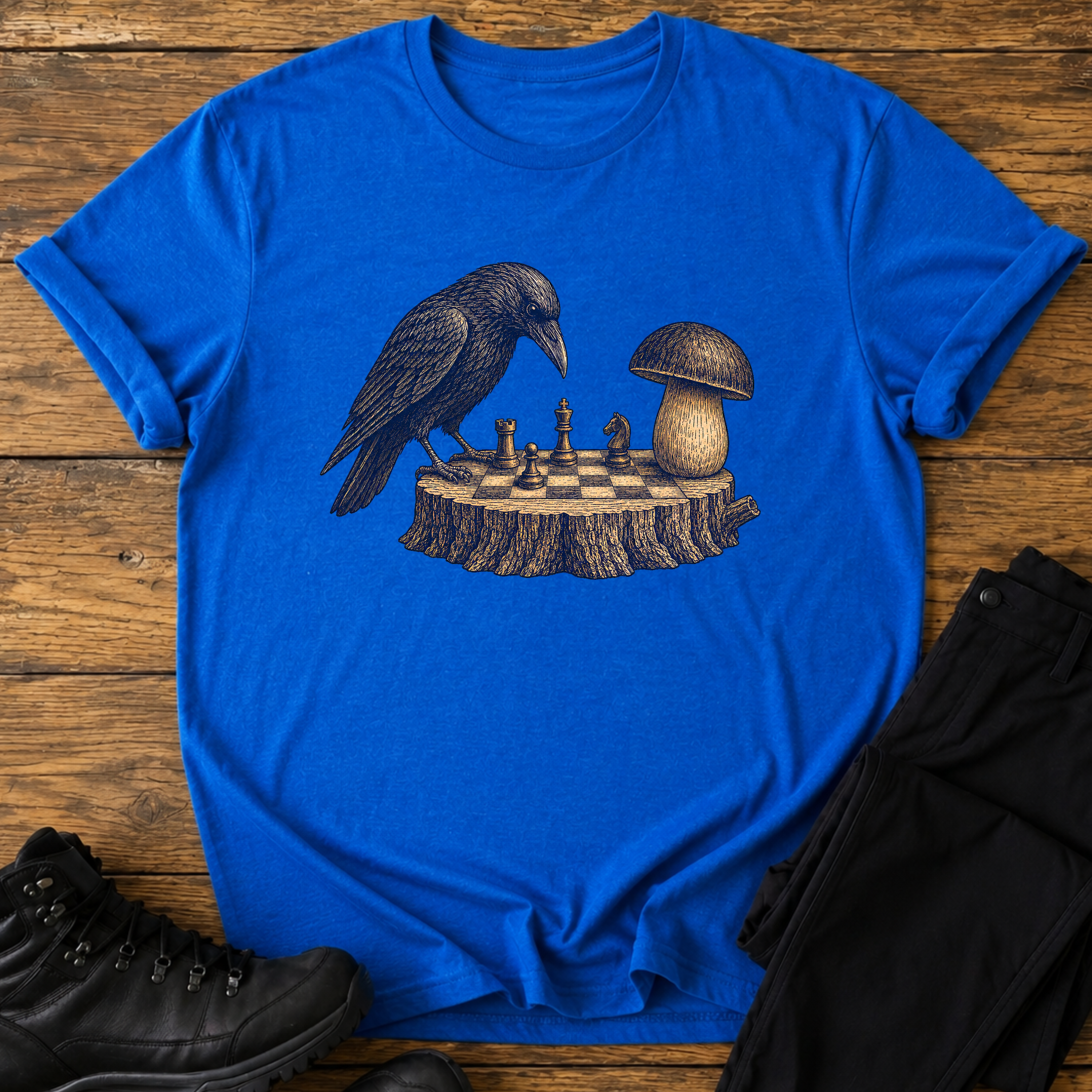 krähe gegen Pilz T-Shirt