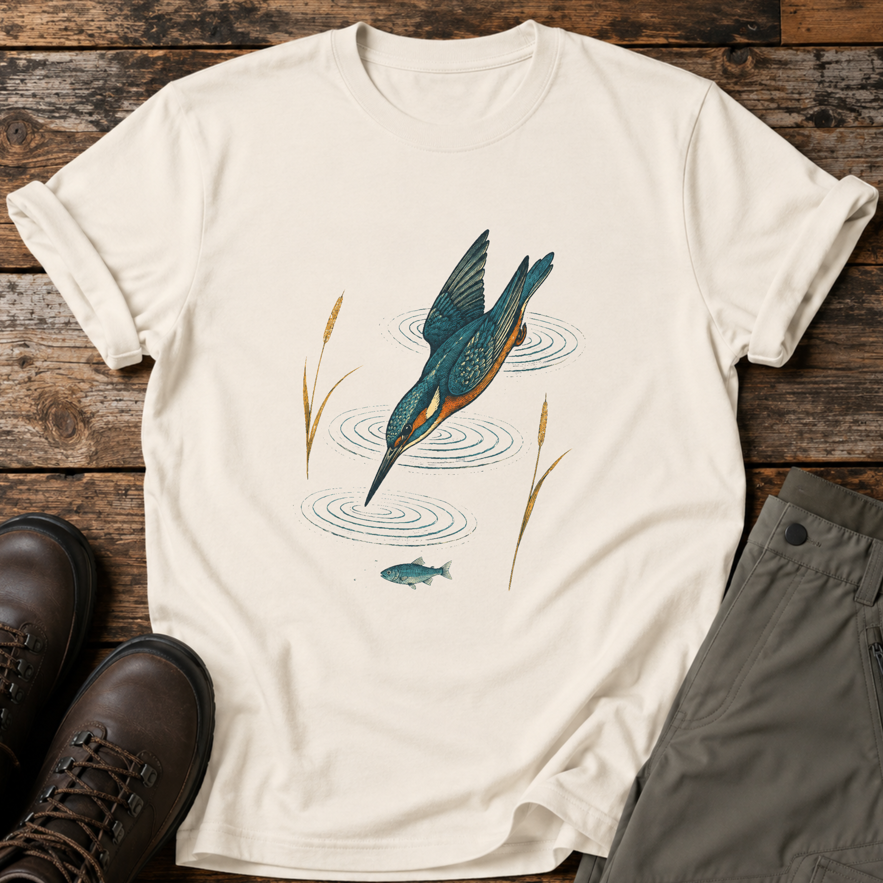 Eisvogel beim Sturzflug T-shirt