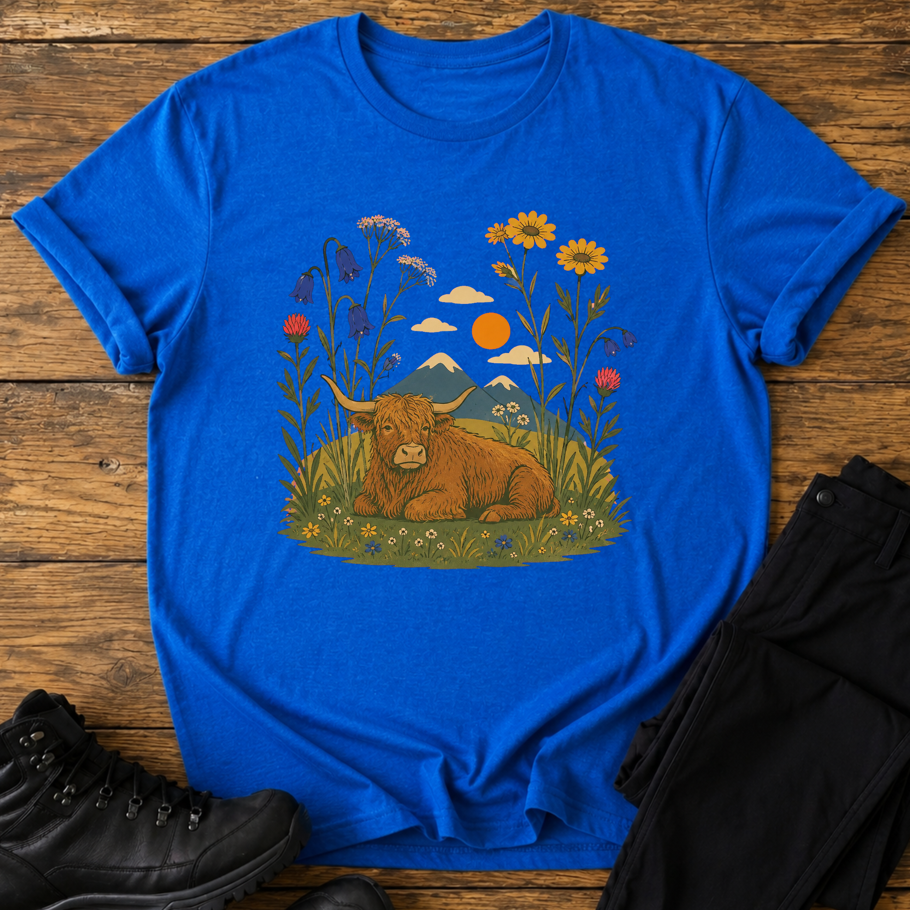Hochlandrind und Wildblumen T-Shirt
