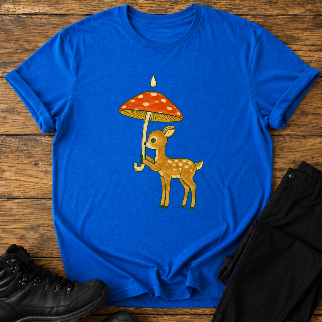 Kleines Reh mit Regenschirm T-Shirt