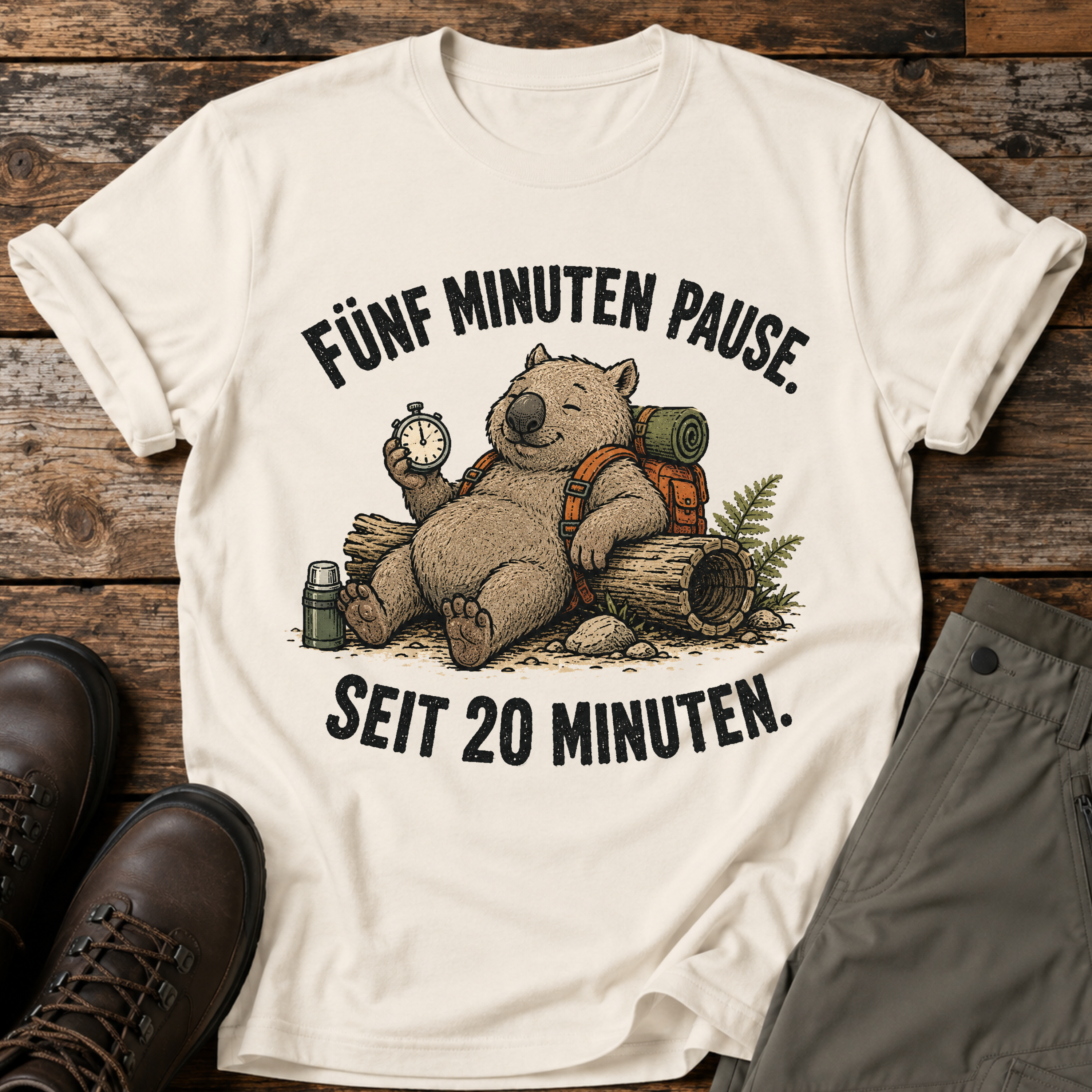 Fünf Minuten Pause. Seit 20 Minuten. T-shirt