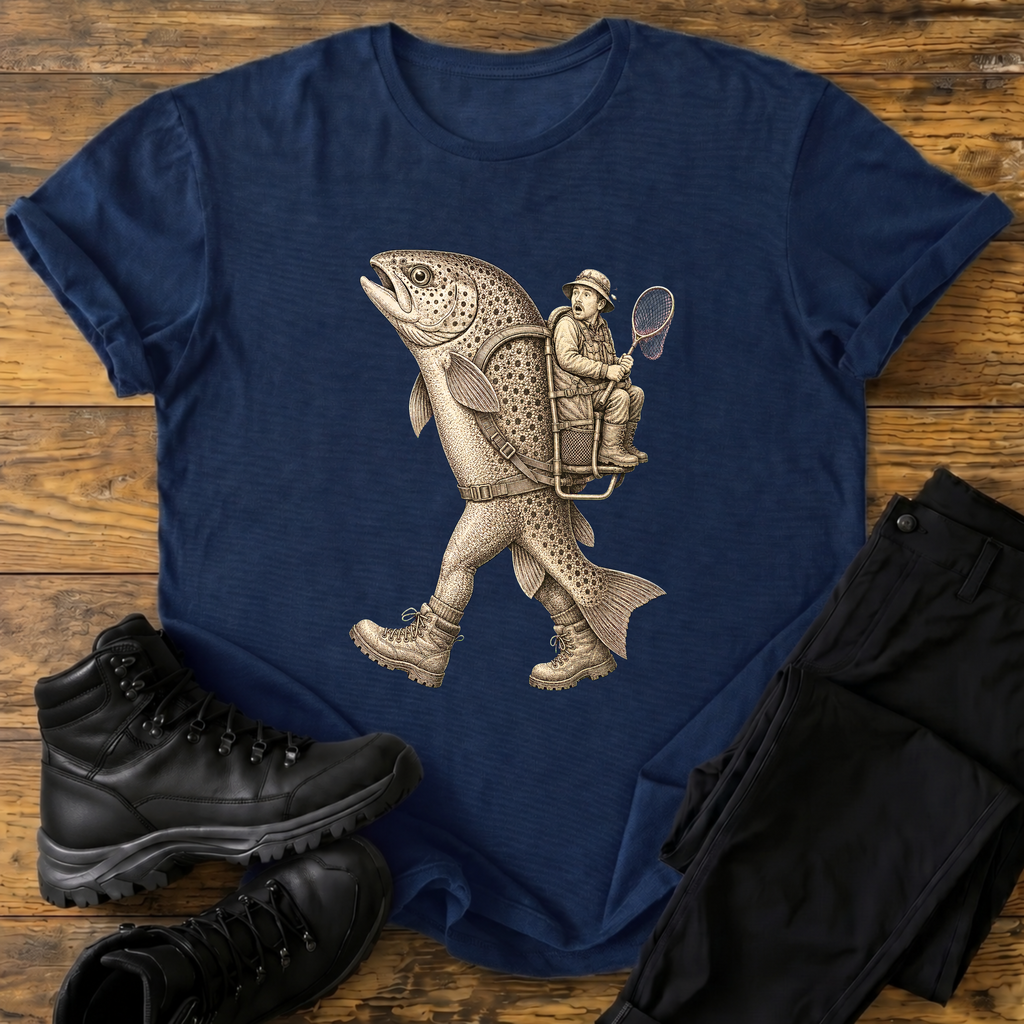 Fisch trägt Angler T-Shirt