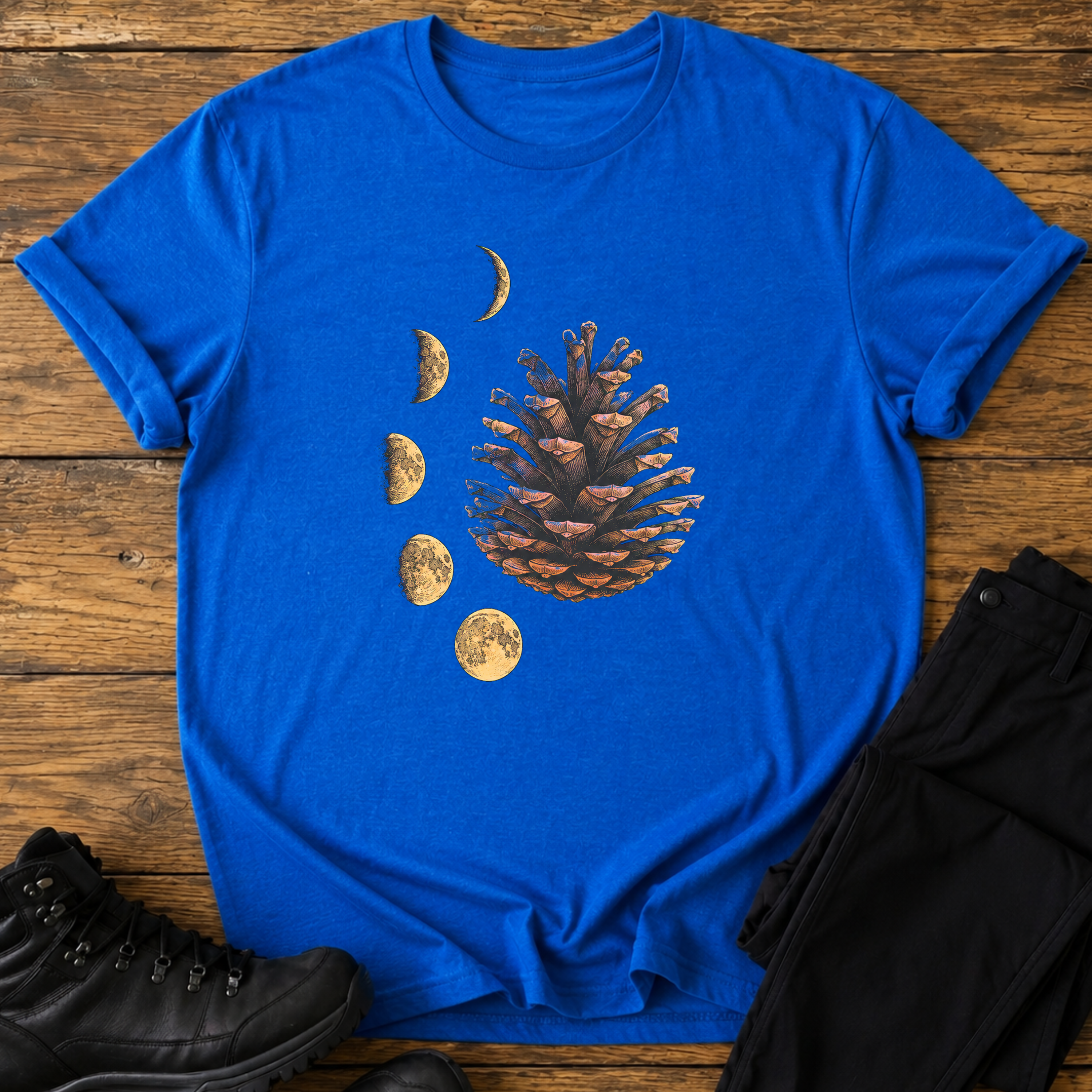 Mondphasen & Tannenzapfen T-Shirt