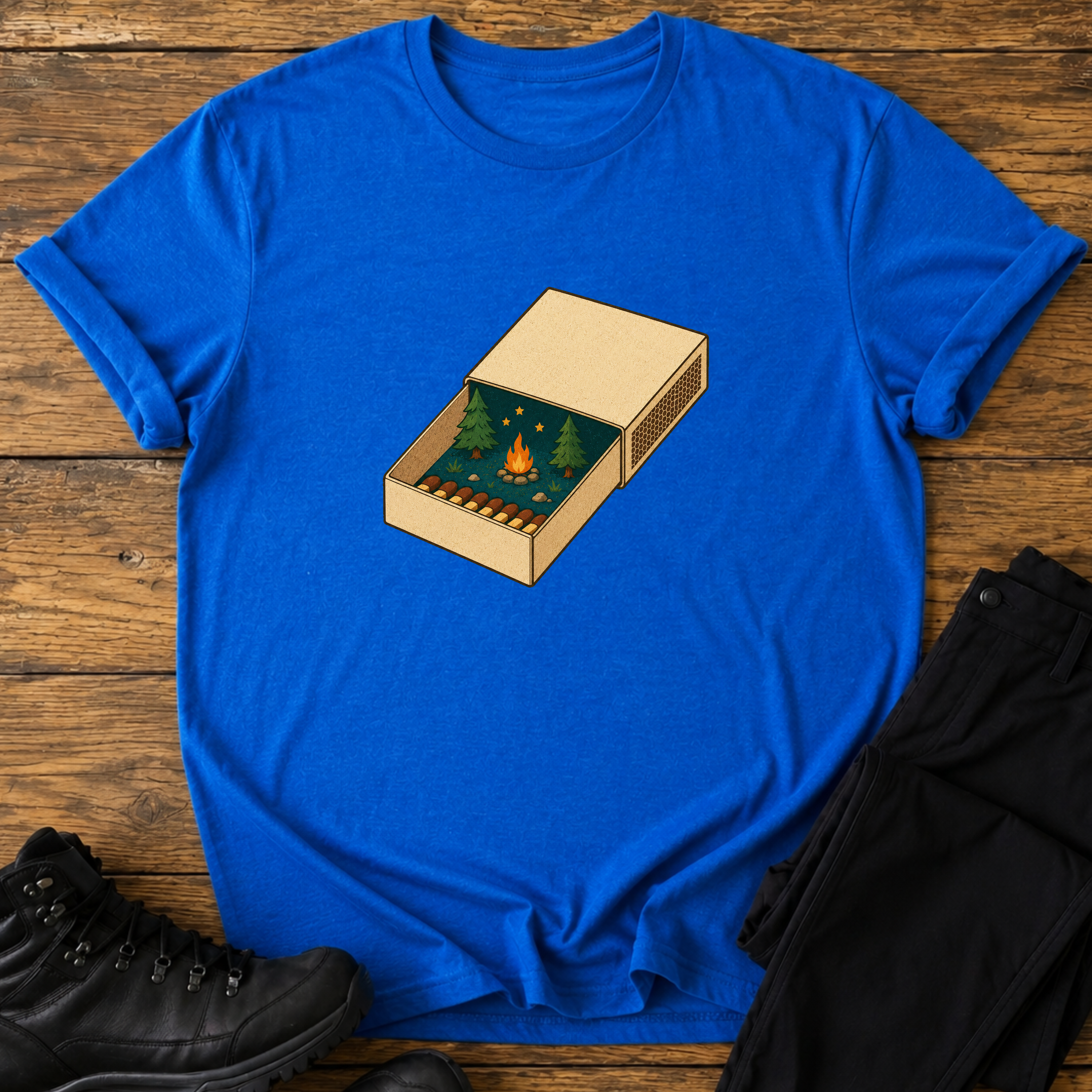 Lagerfeuer in der Streichholzschachte T-Shirt