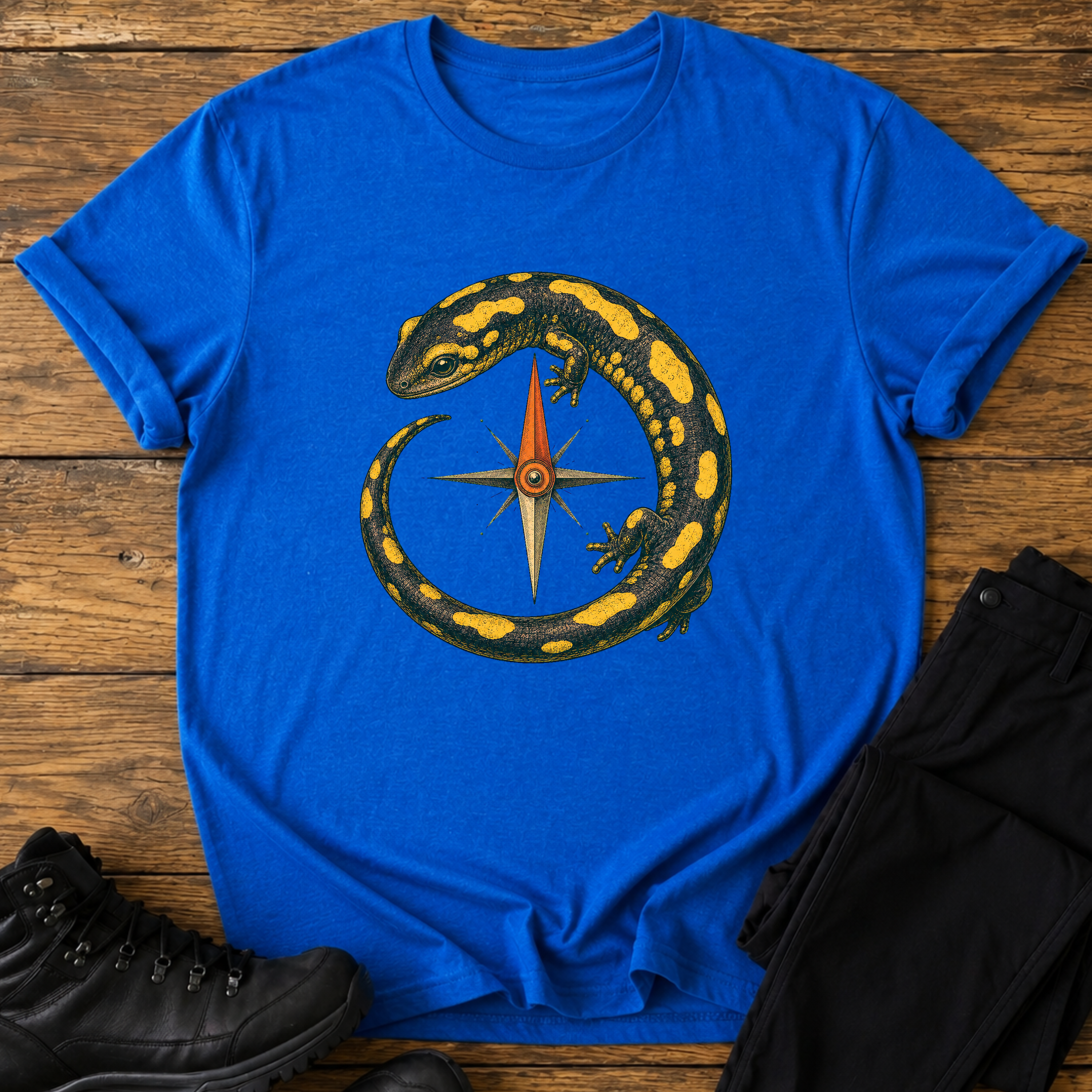 Feuersalamander und Kompass T-Shirt