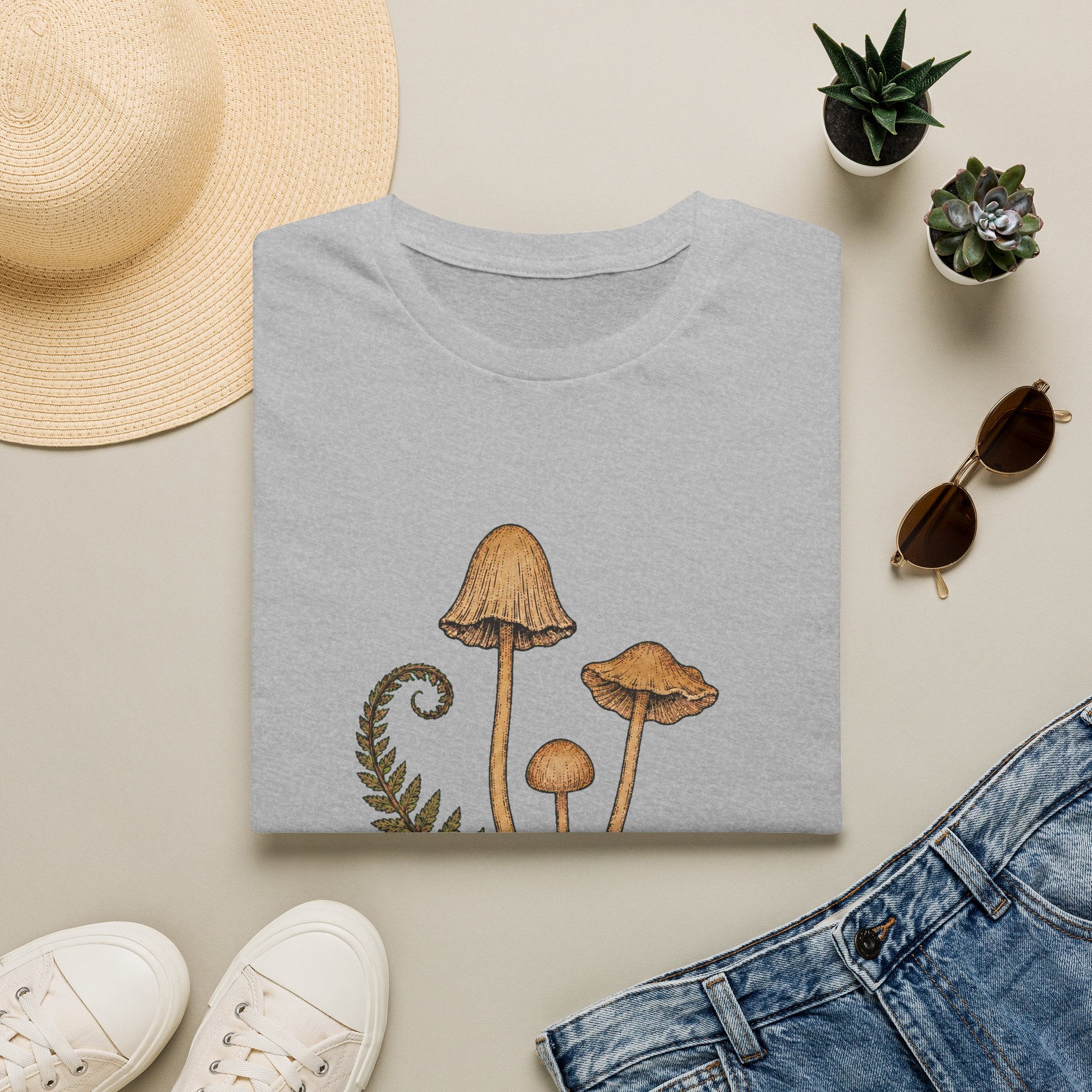 Herbstliche Waldpilze & Farn T-Shirt