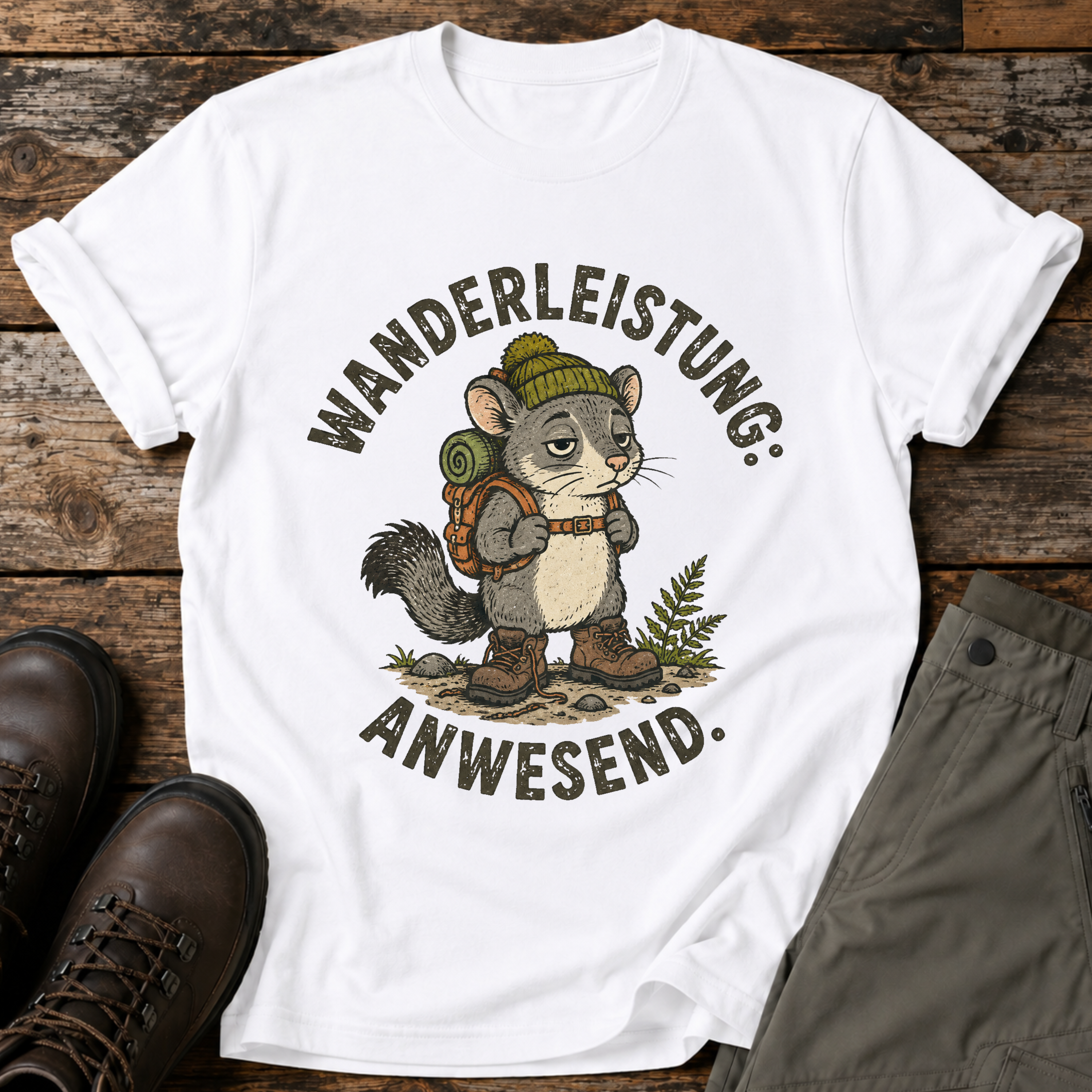 Wanderleistung. Anwesend. T-shirt