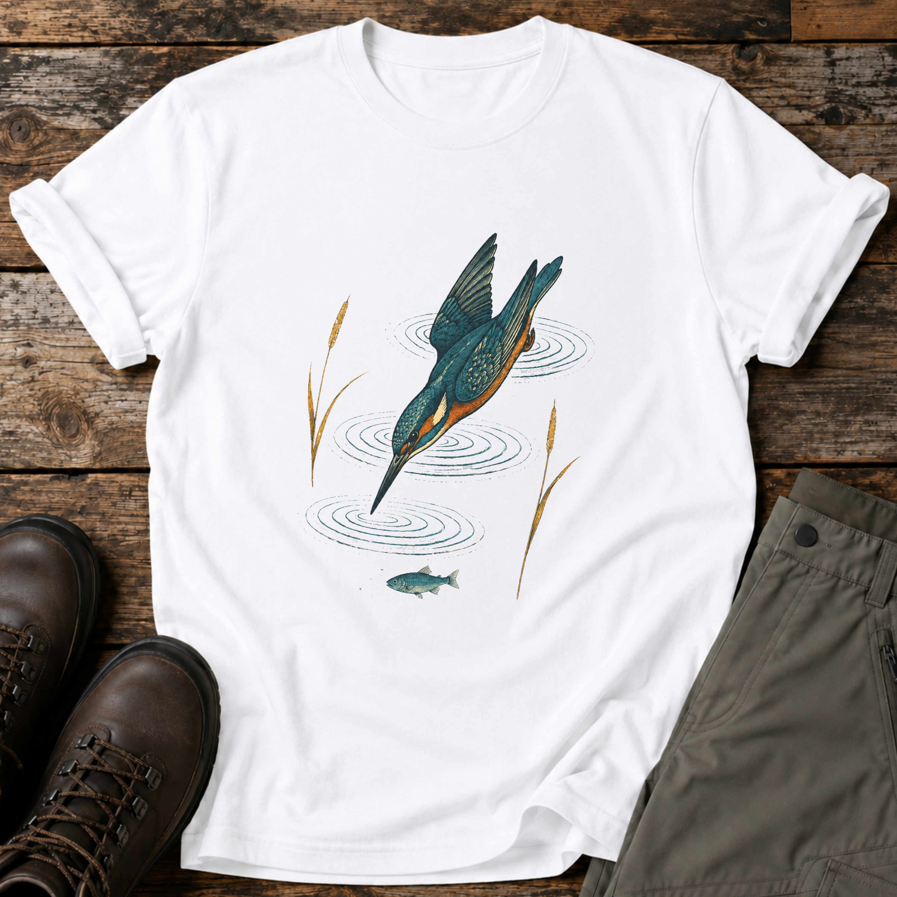 Eisvogel beim Sturzflug T-shirt