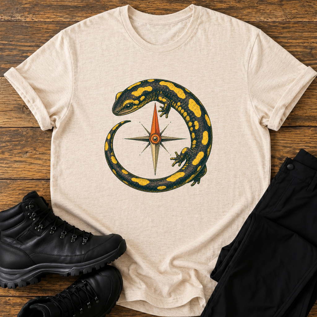 Feuersalamander und Kompass T-Shirt
