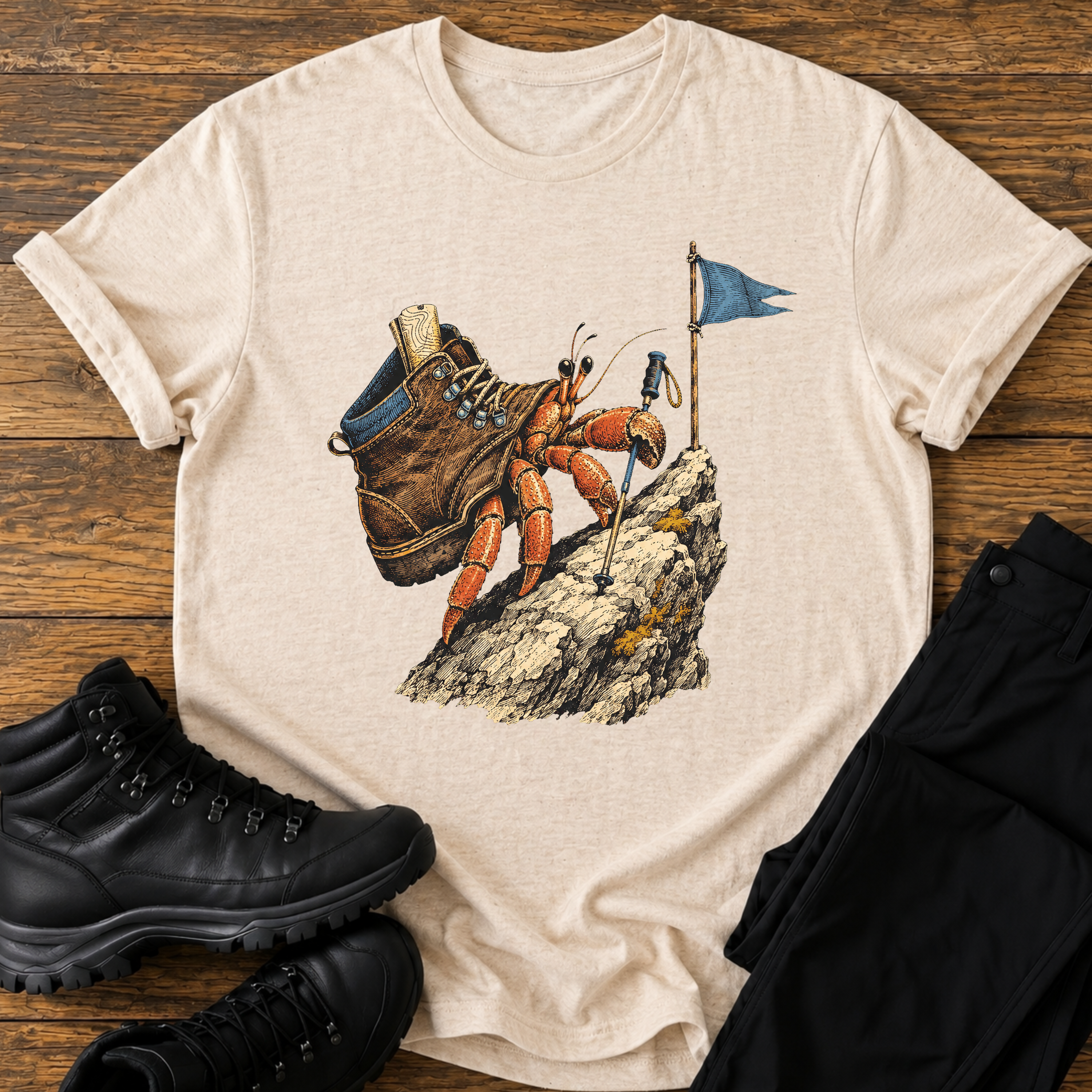 krebs im Wanderschuh T-Shirt