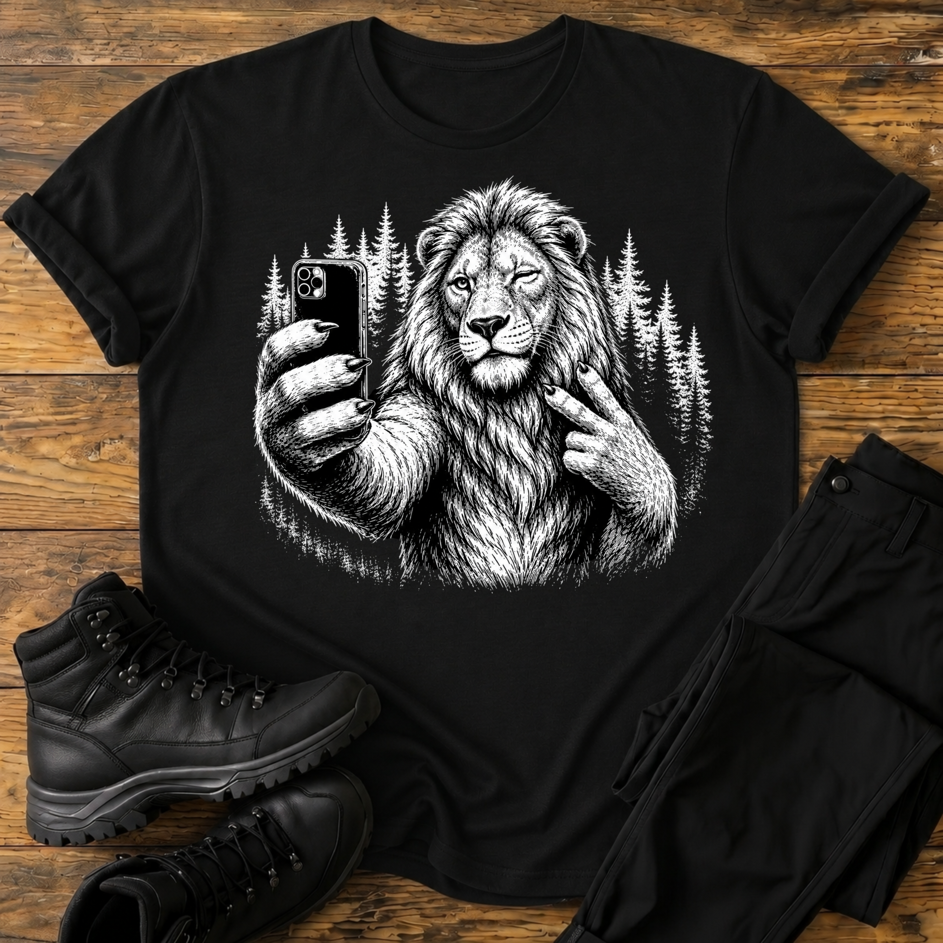 Löwen Selfie T-Shirt