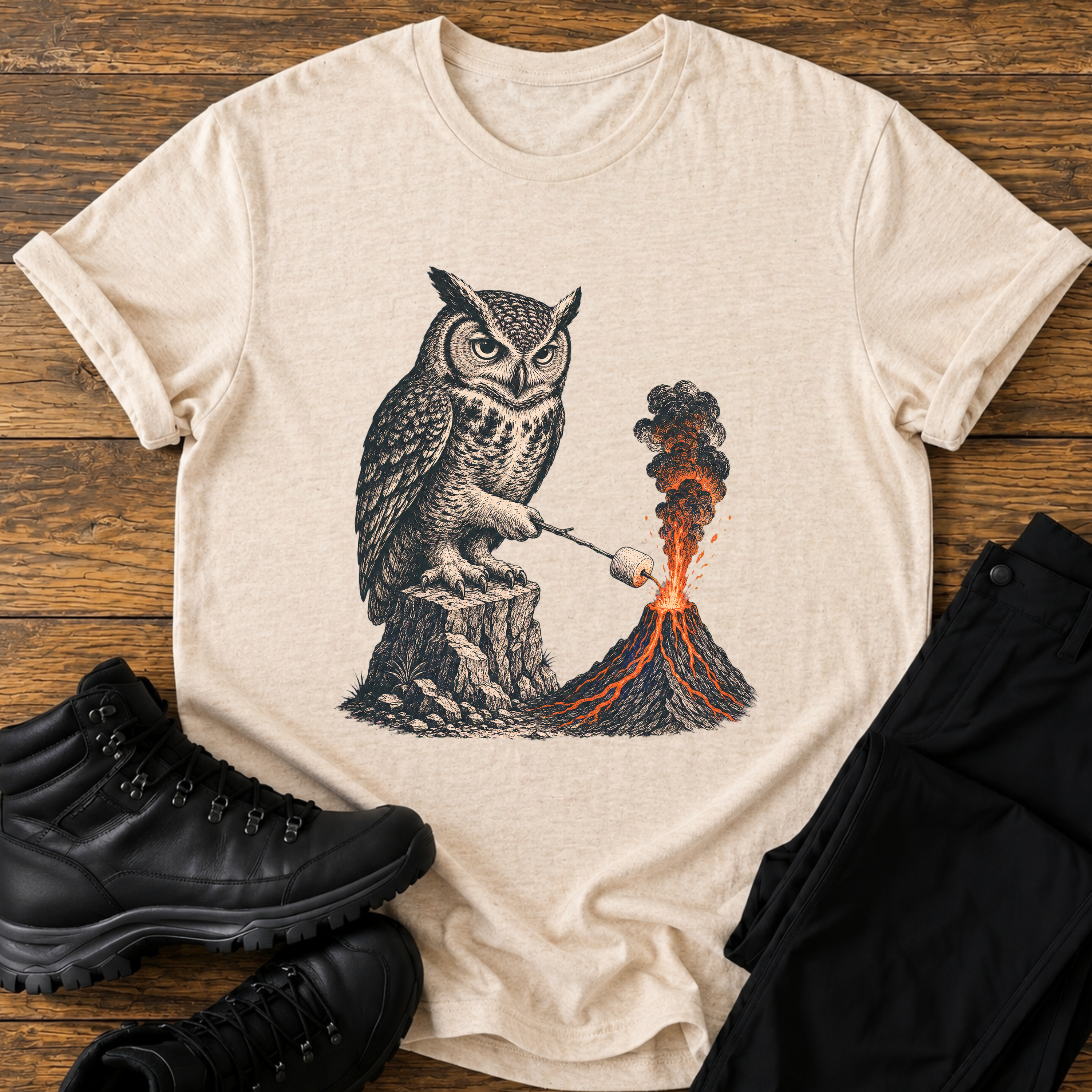 Eule am Vulkan T-Shirt