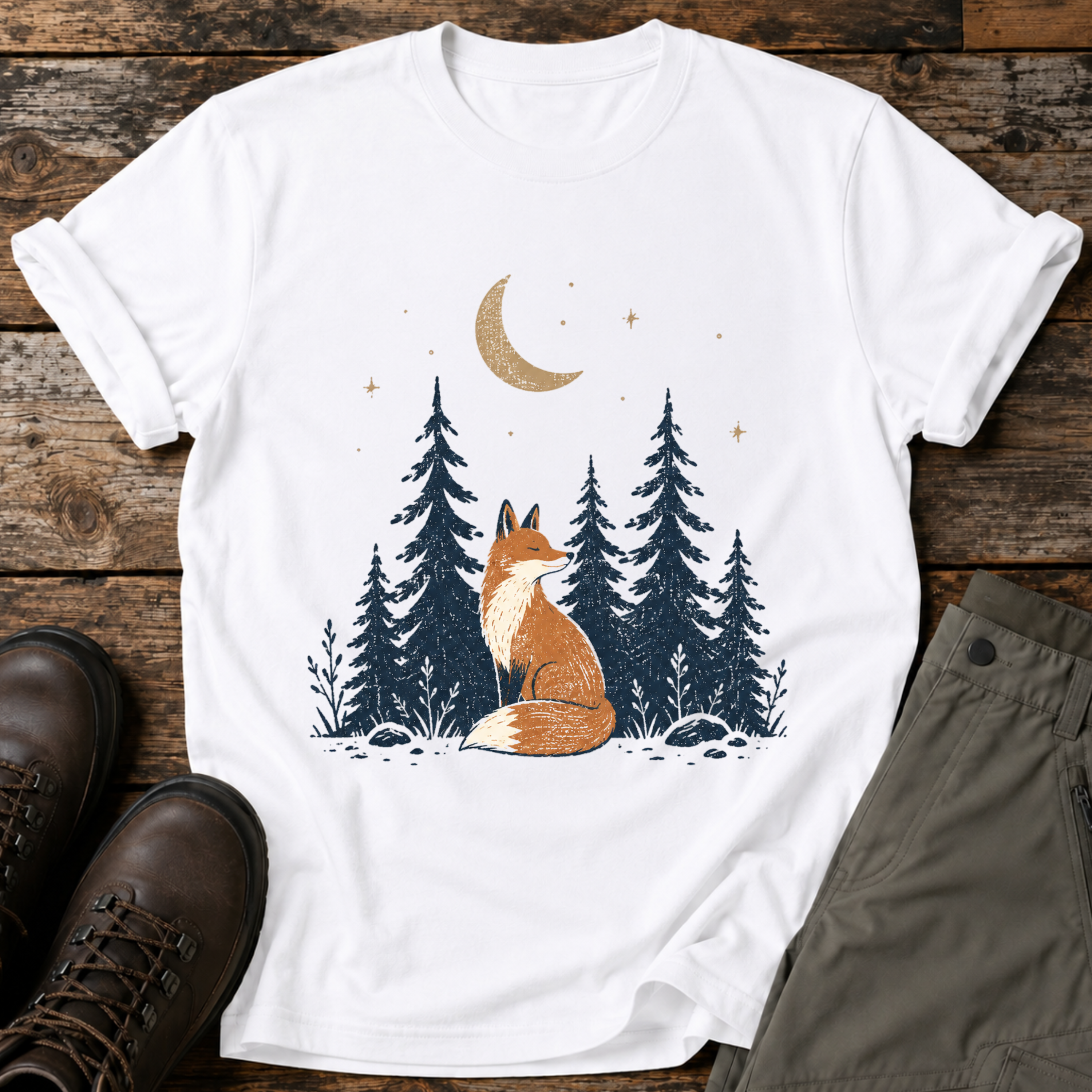 Mondnacht-Fuchs T-shirt