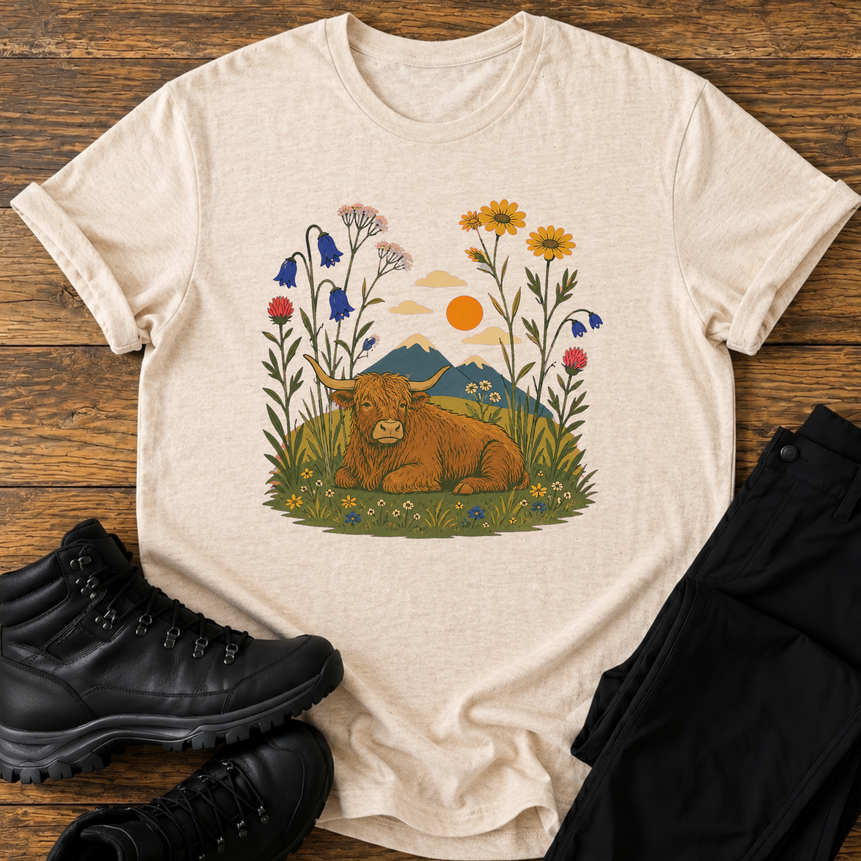 Hochlandrind und Wildblumen T-Shirt