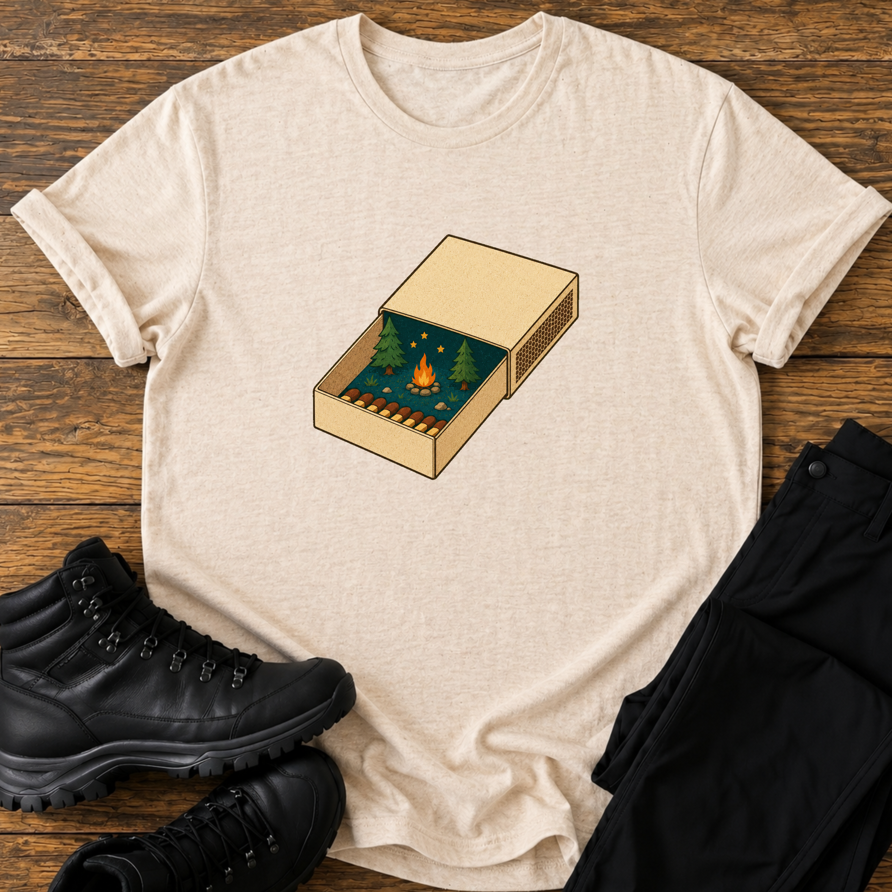 Lagerfeuer in der Streichholzschachte T-Shirt