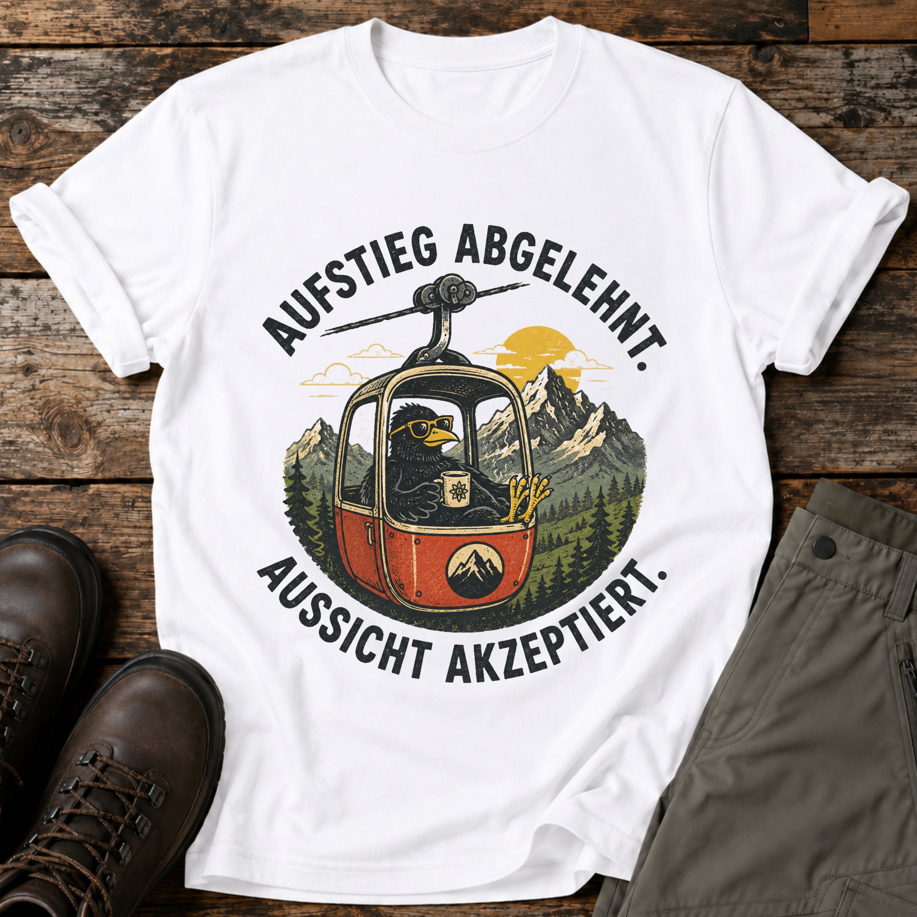 Aufstieg abgelehnt. Ausssicht akzeptiert. T-shirt