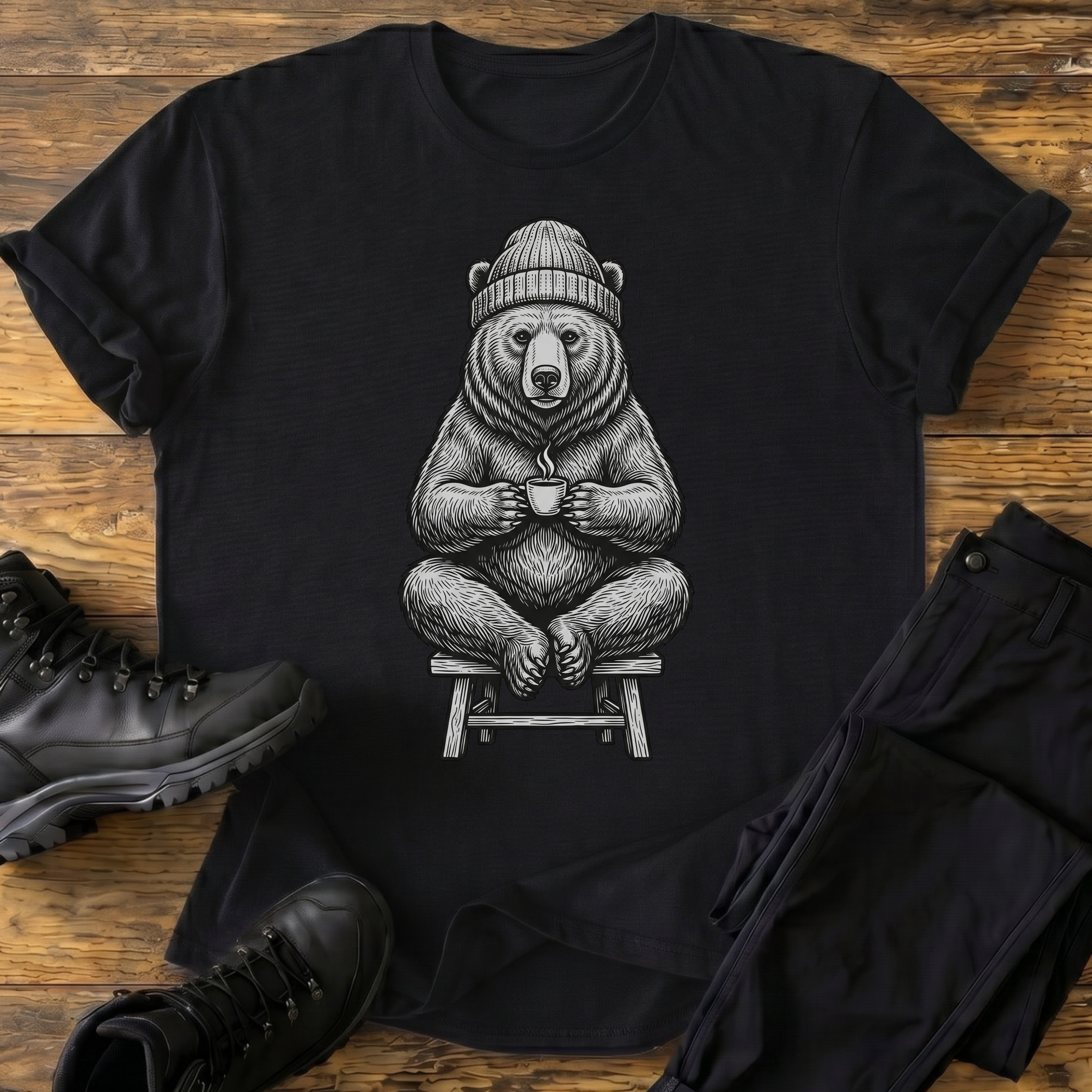 Bär trinkt Kaffee T-Shirt