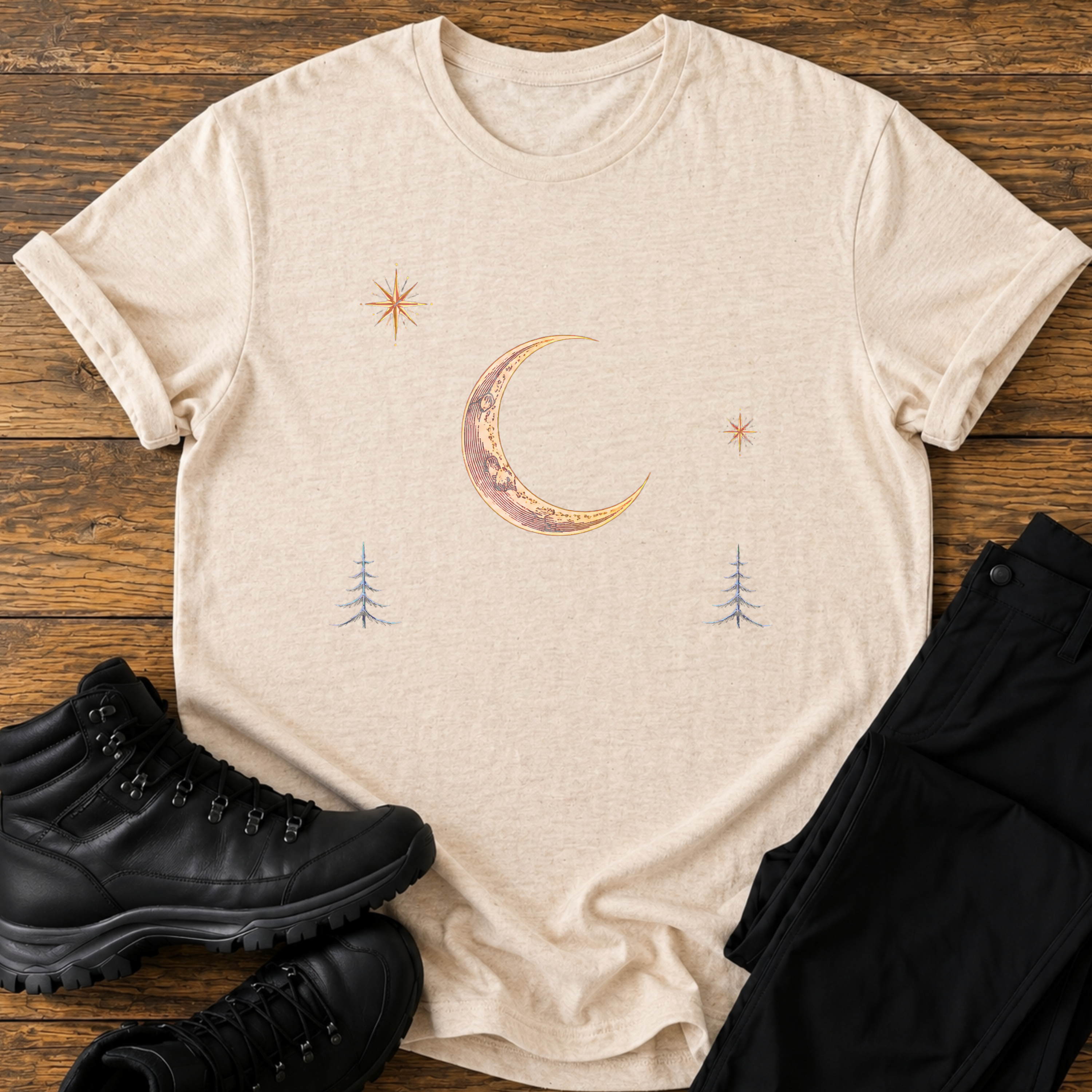 Mondnacht über den Tannen T-Shirt
