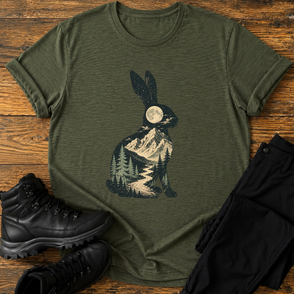 Hasen-Silhouette mit Berg T-Shirt