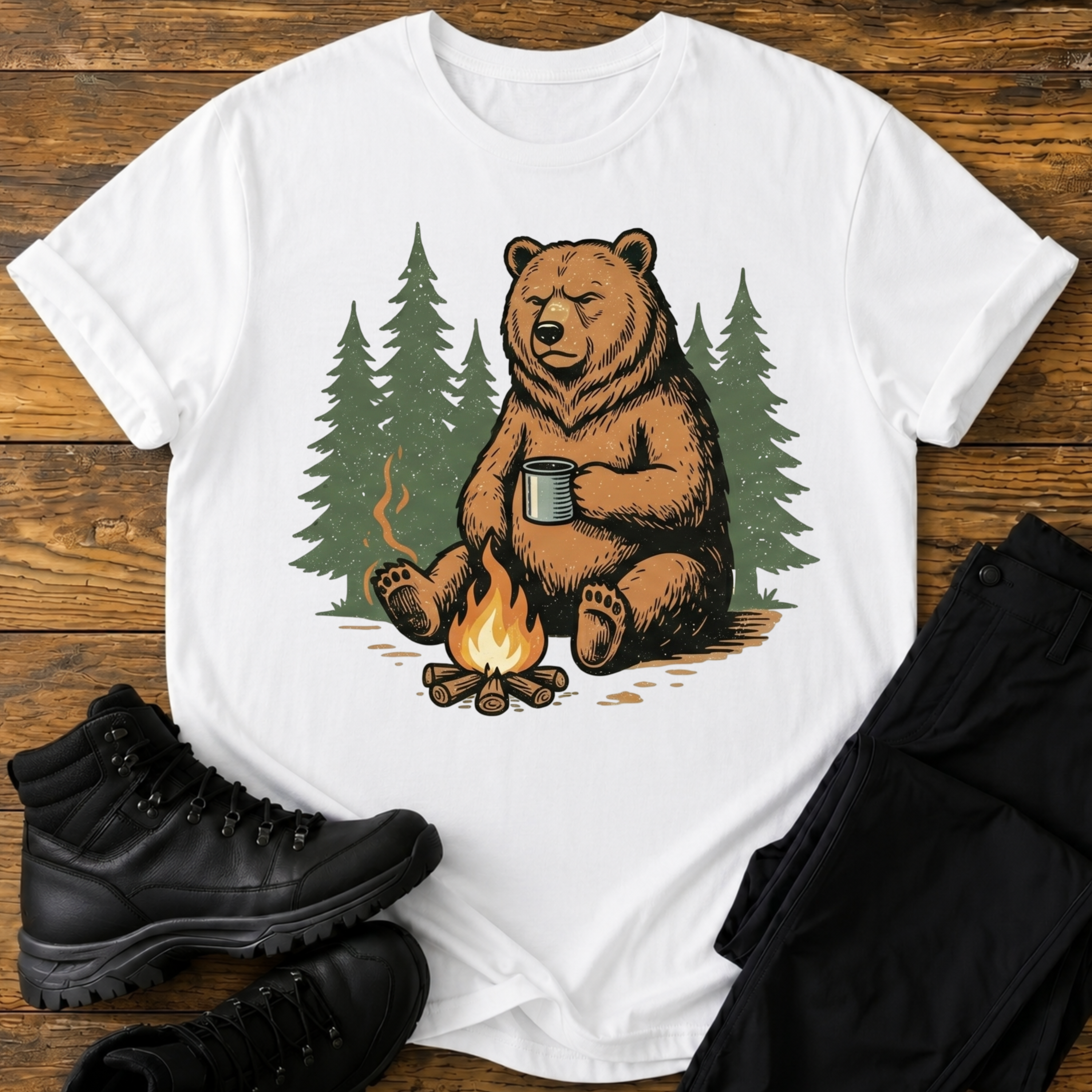 Bär am Lagerfeuer T-Shirt
