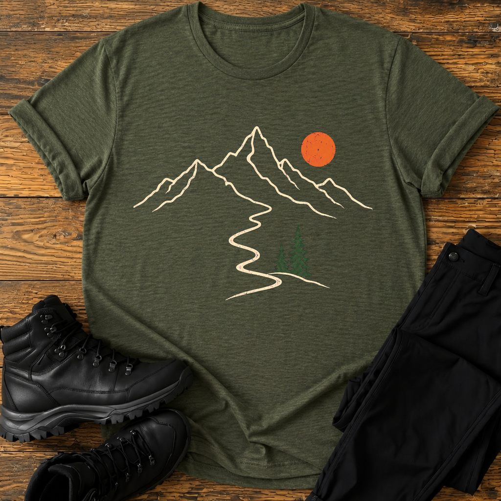 Minimalistischer Bergpfad T-Shirt