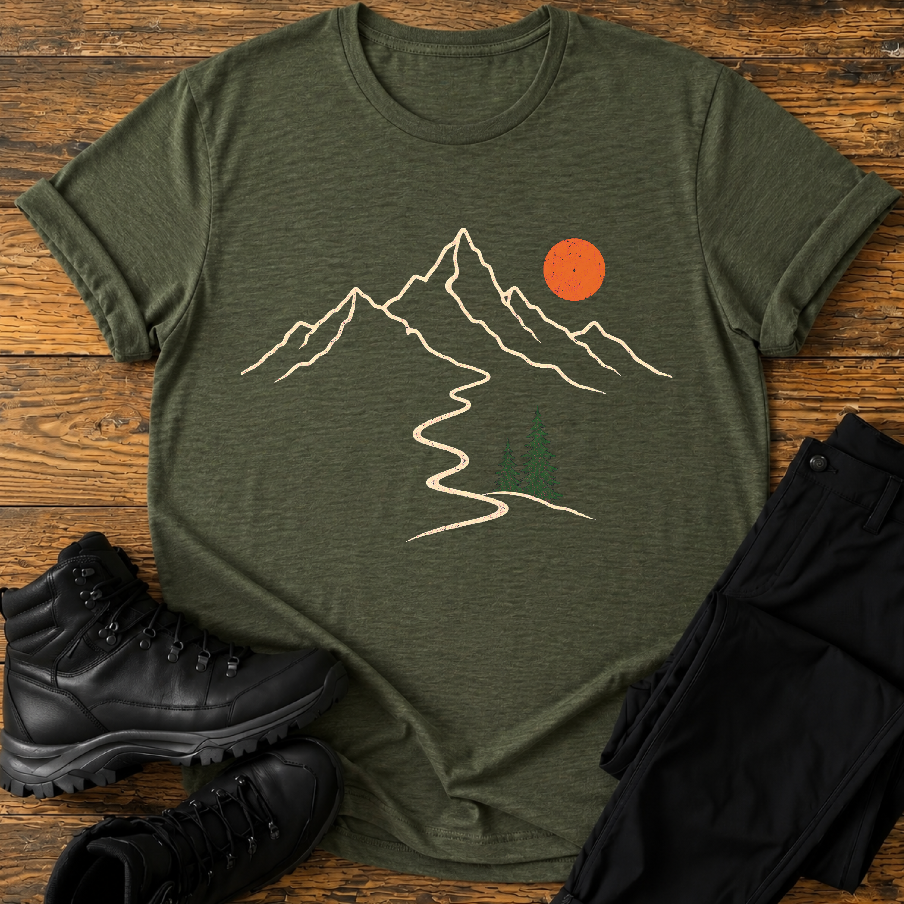 Minimalistischer Bergpfad T-Shirt