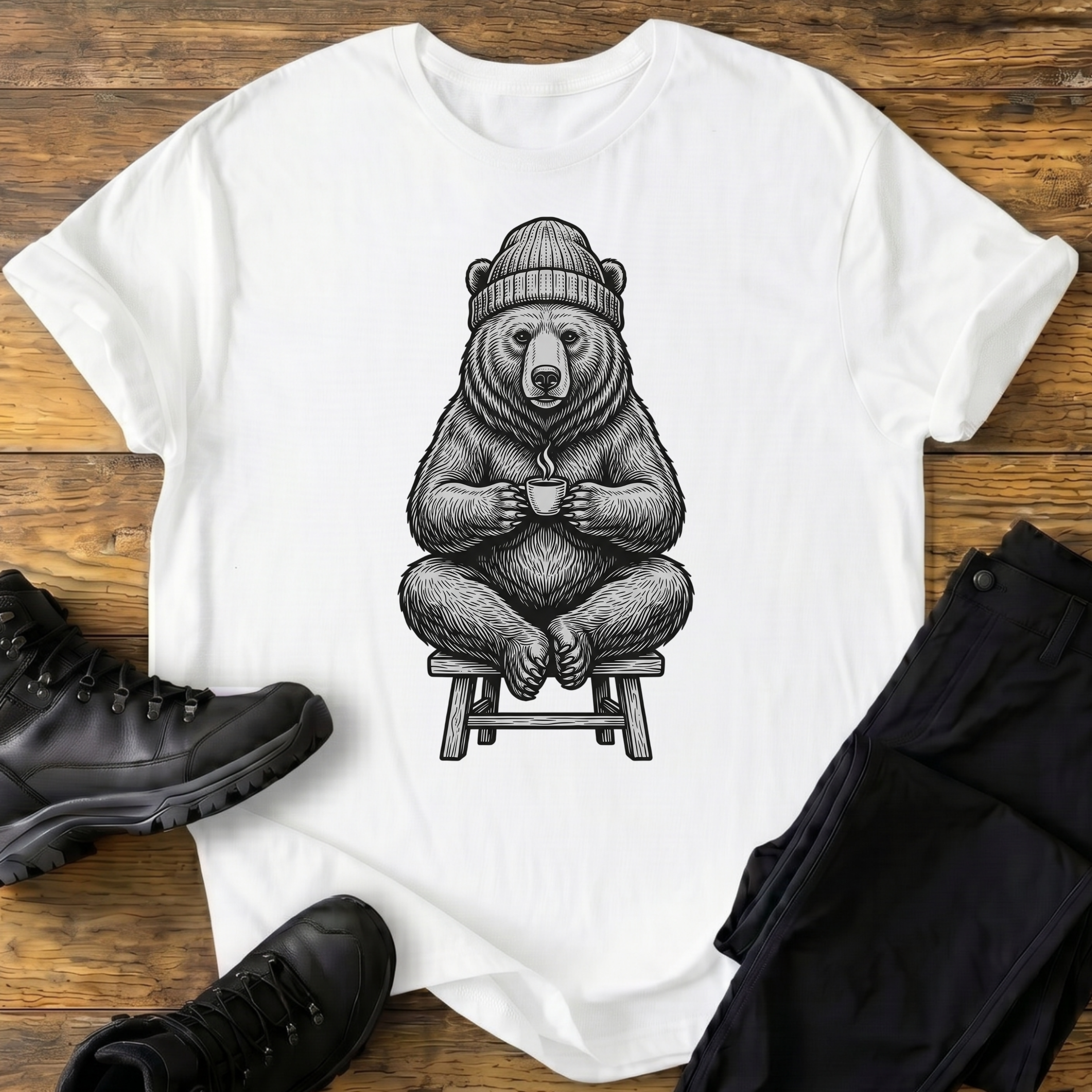 Bär trinkt Kaffee T-Shirt