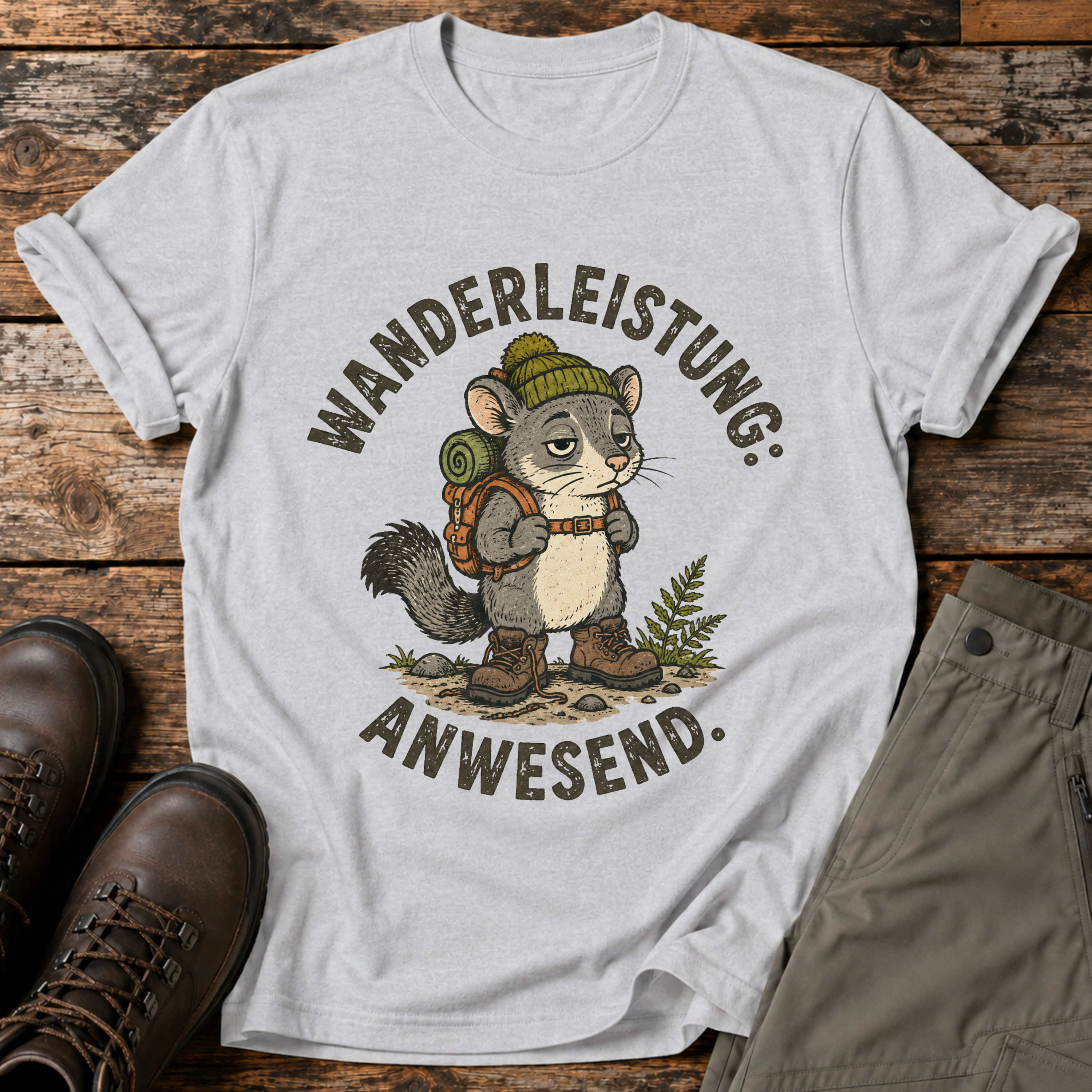 Wanderleistung. Anwesend. T-shirt
