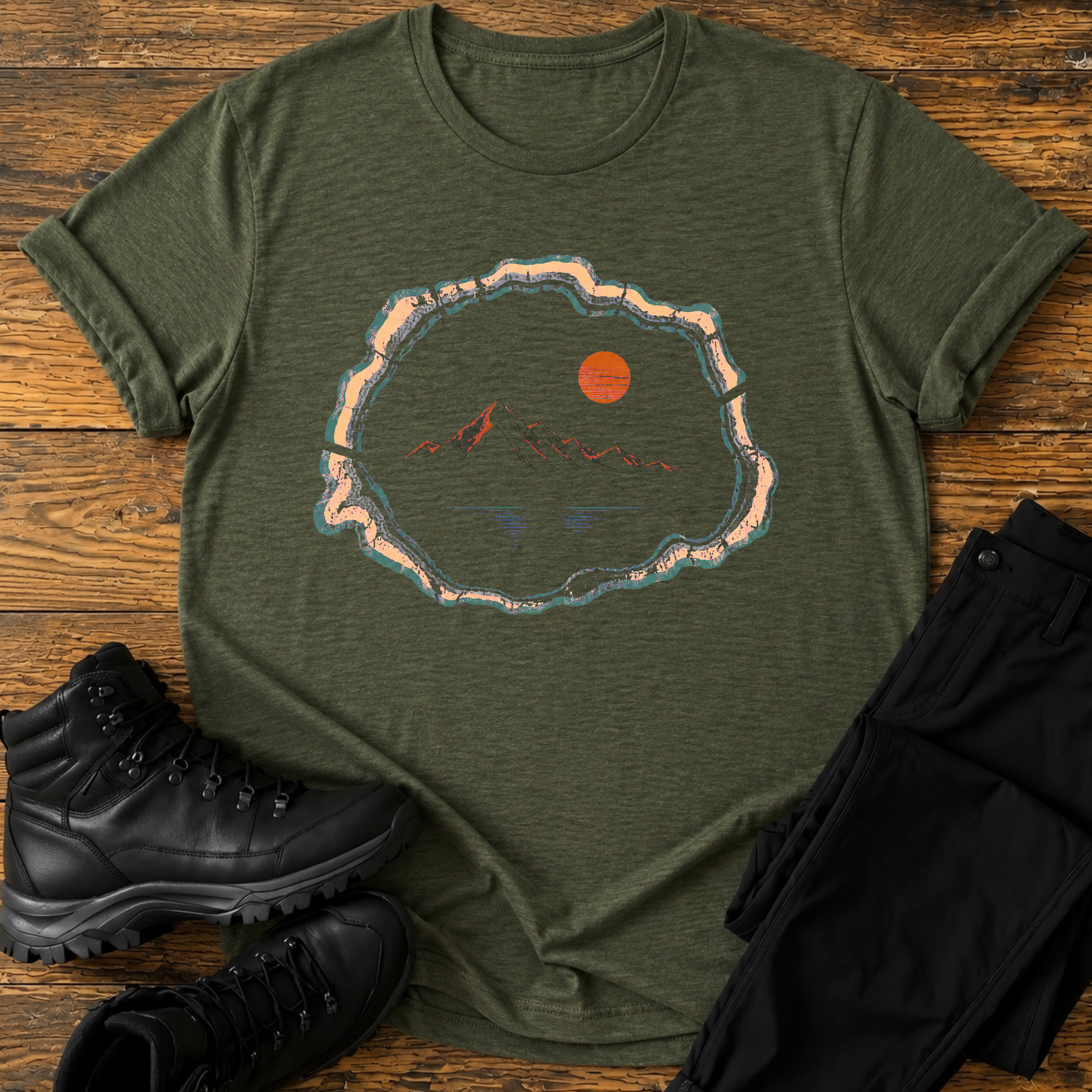 Landschaft im Baumstamm T-Shirt