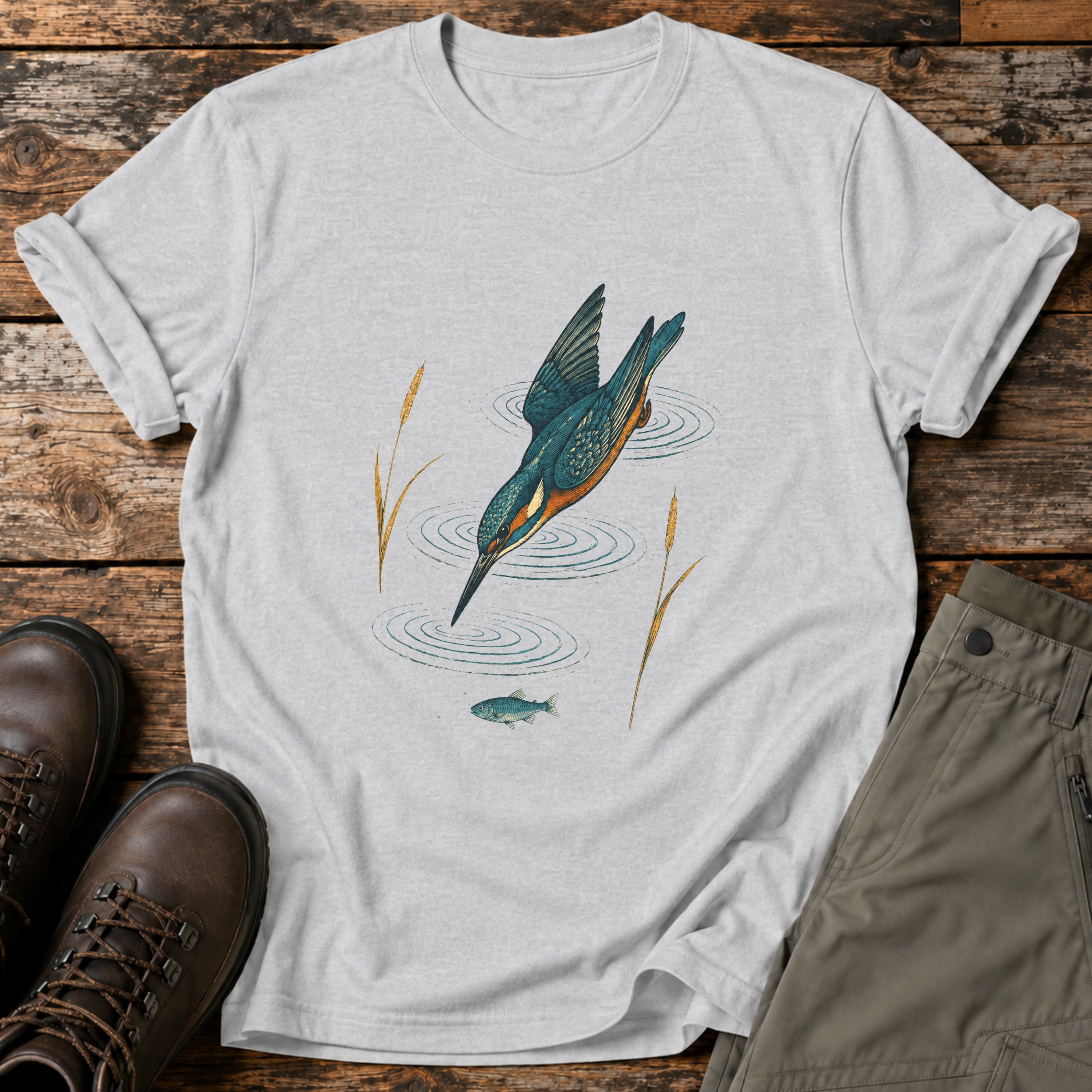 Eisvogel beim Sturzflug T-shirt