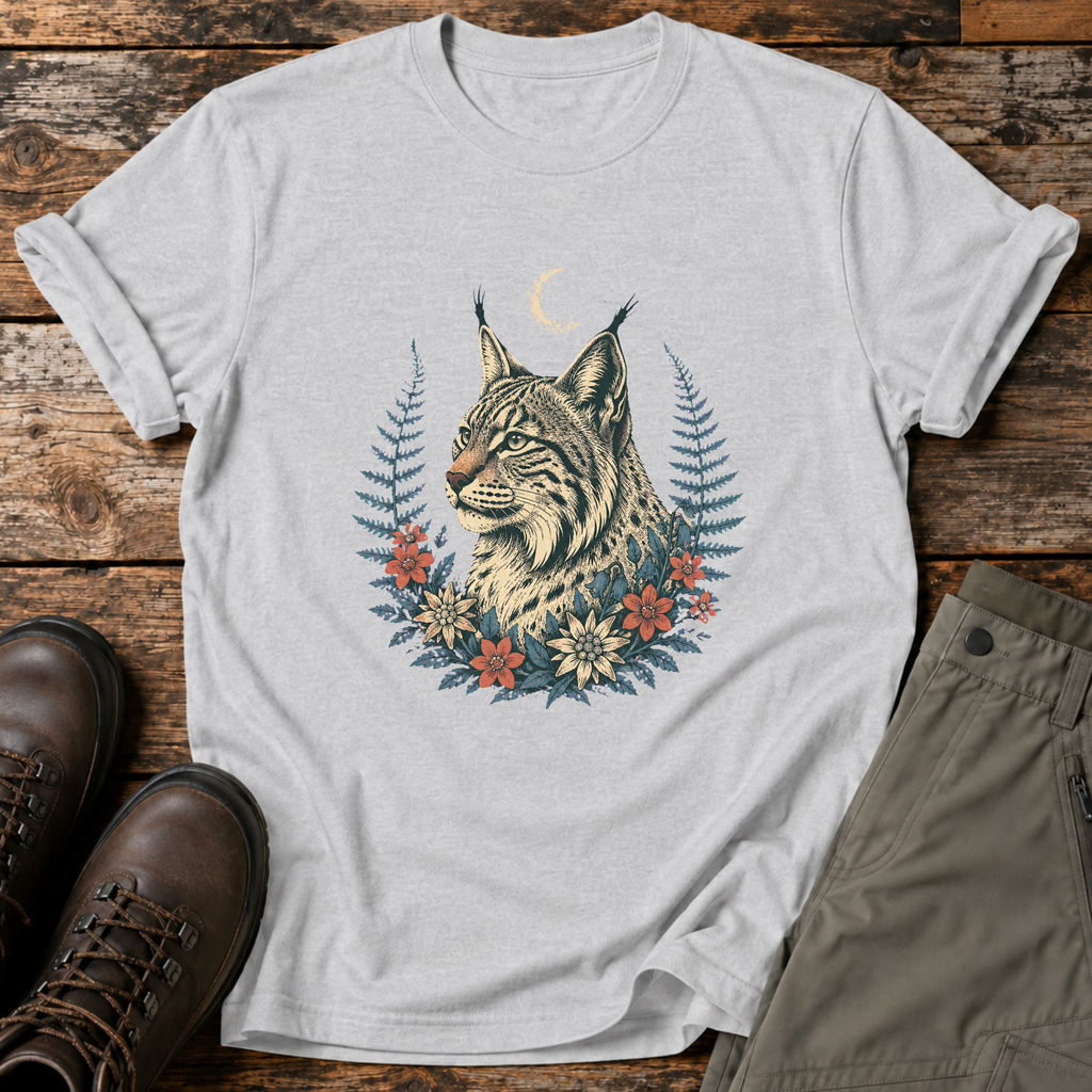 Luchs im Farnkranz T-shirt