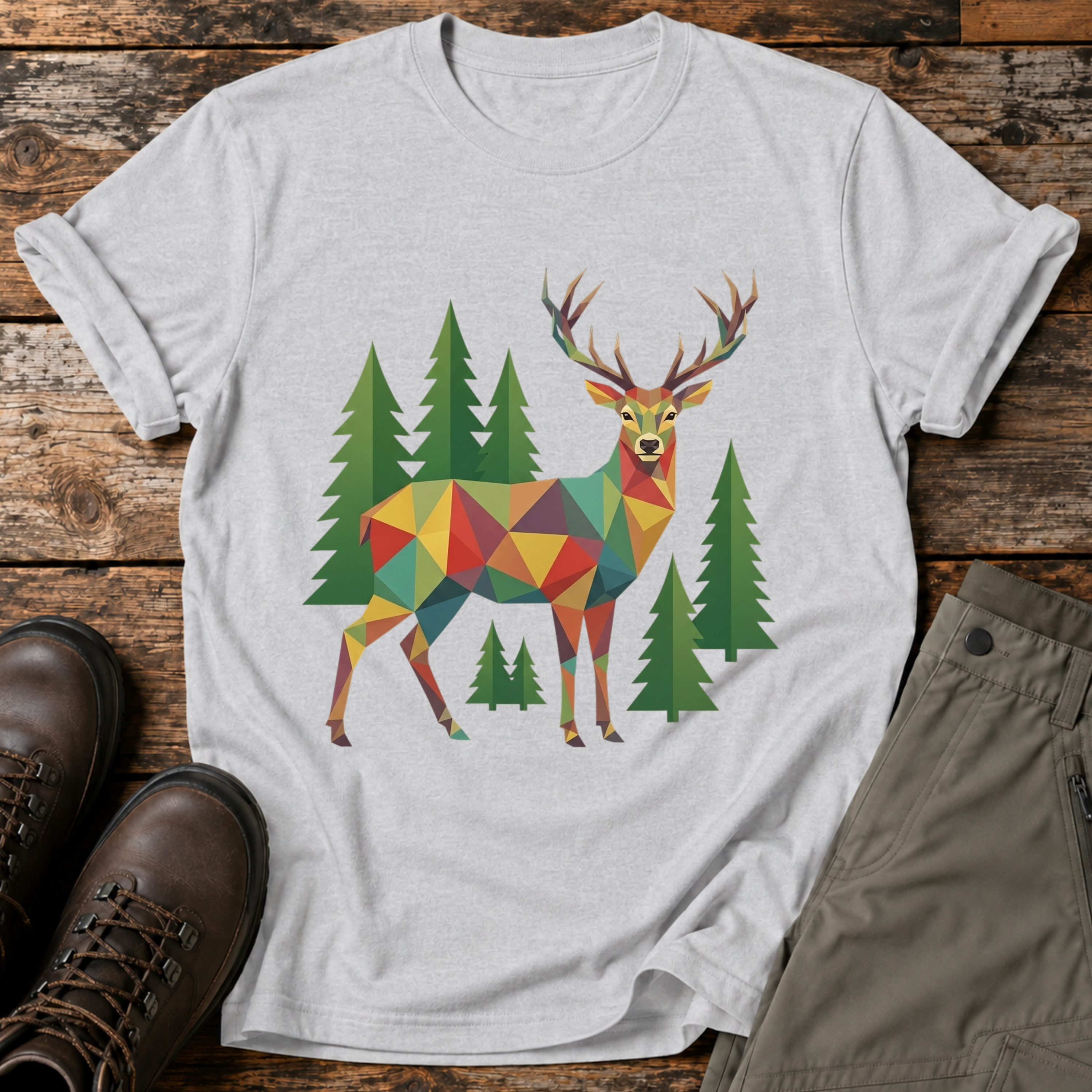 Poly Hirsch im Wald T-shirt