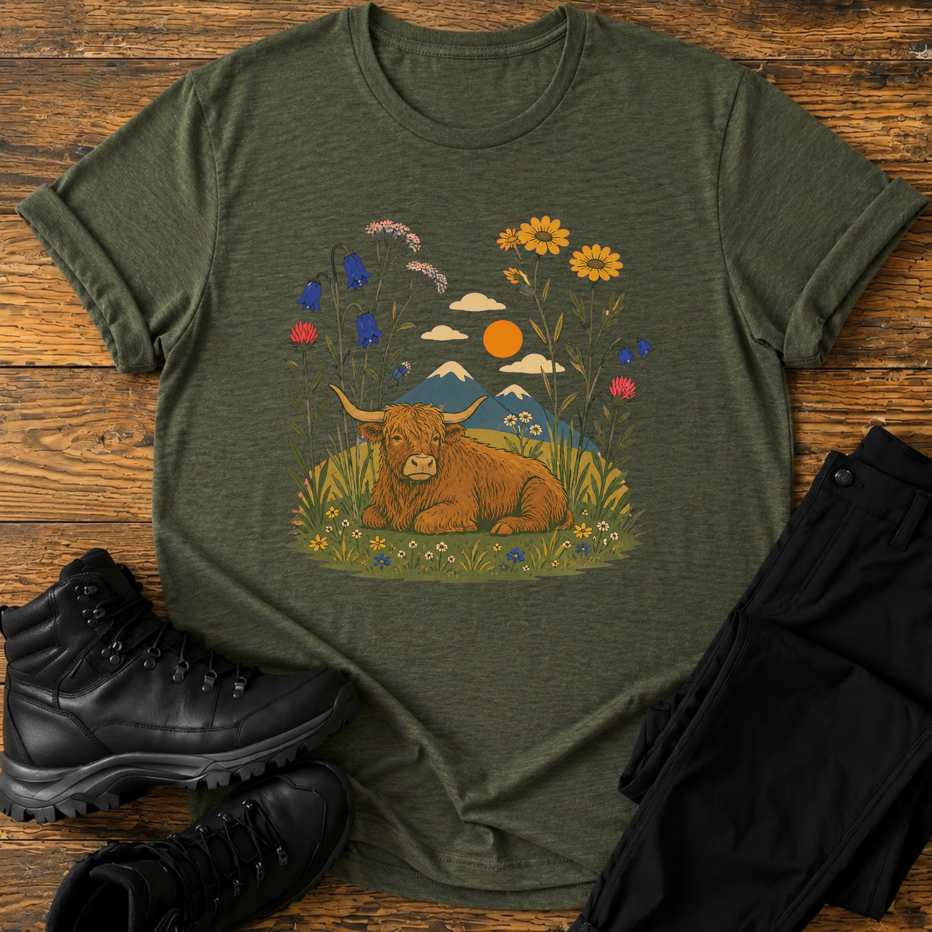 Hochlandrind und Wildblumen T-Shirt