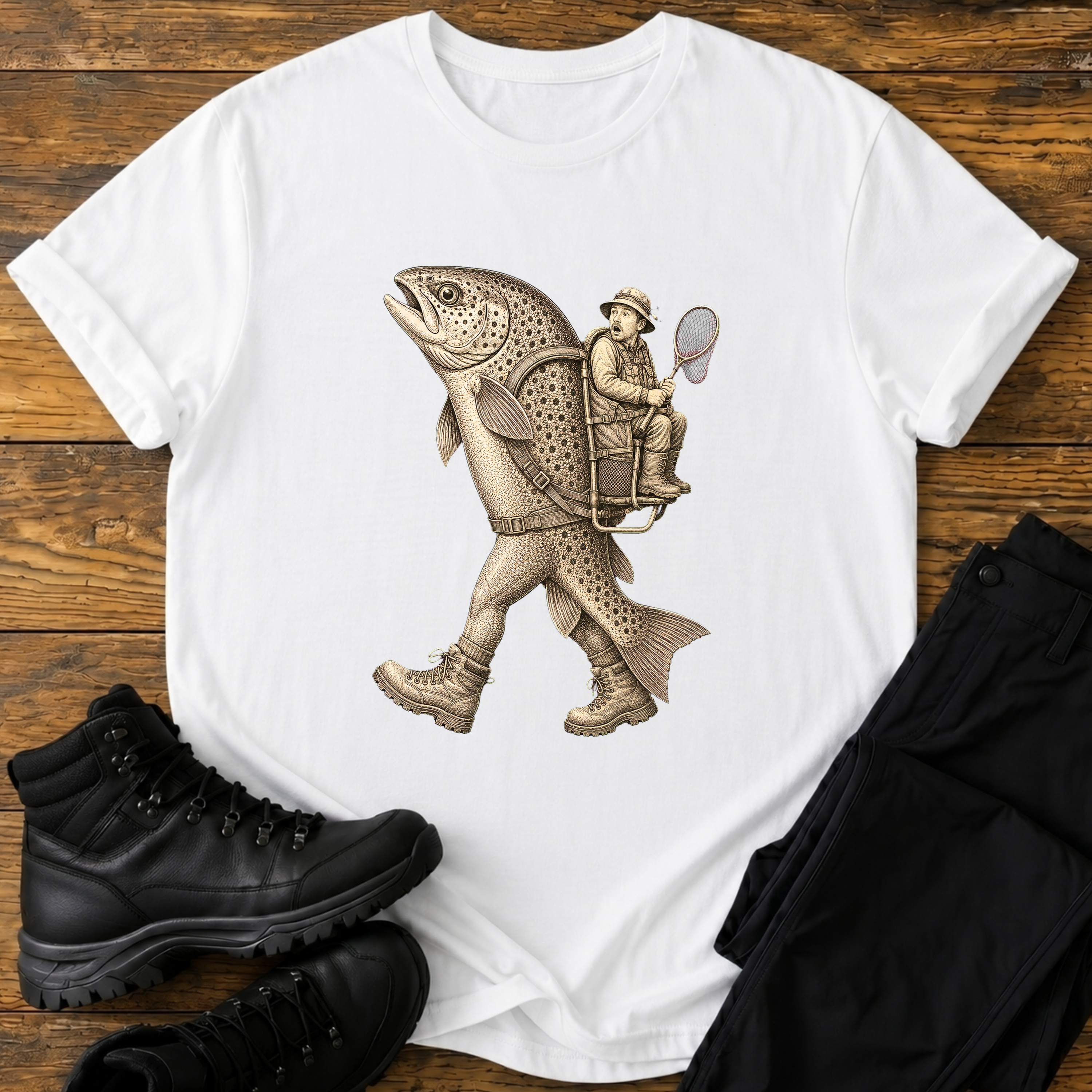 Fisch trägt Angler T-Shirt