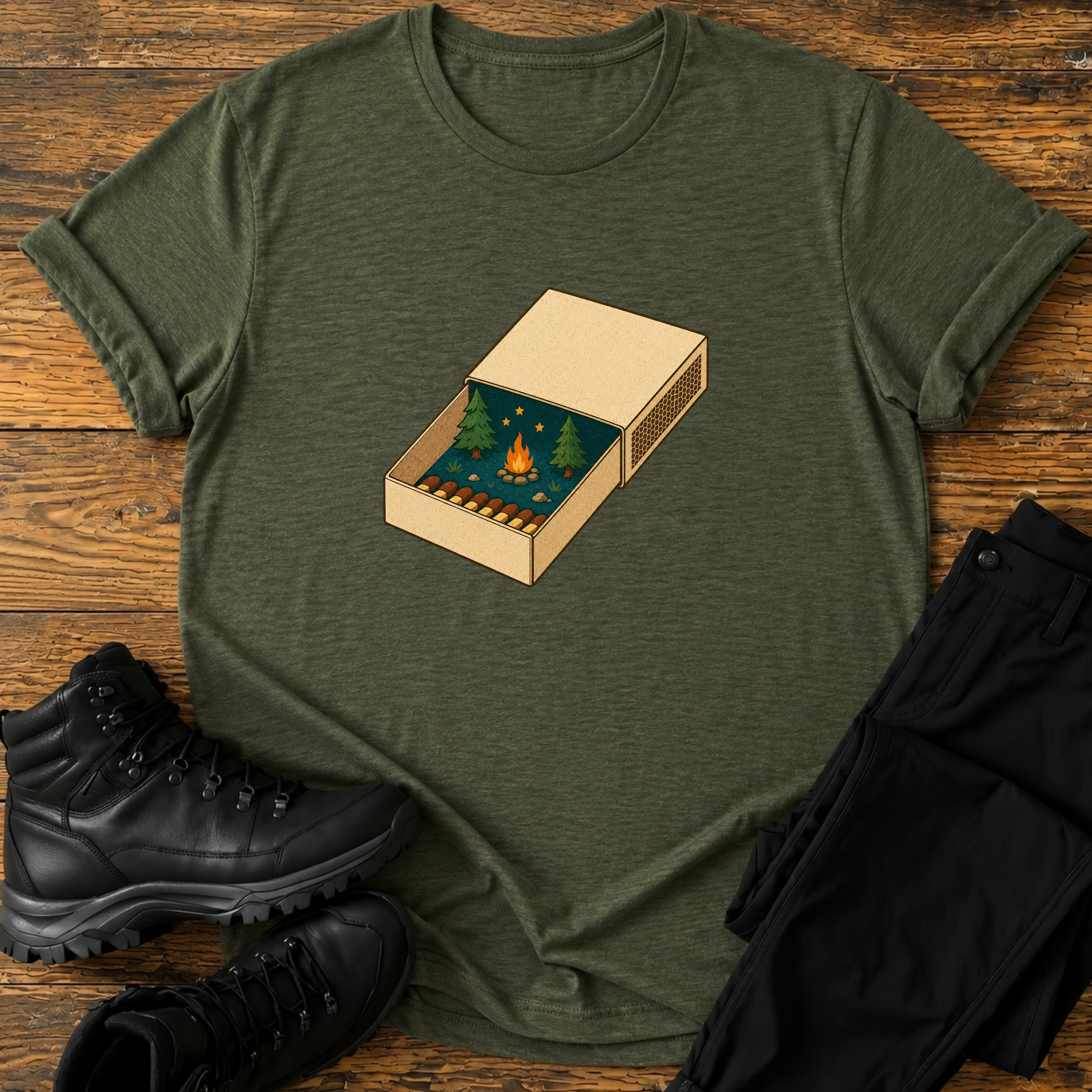 Lagerfeuer in der Streichholzschachte T-Shirt
