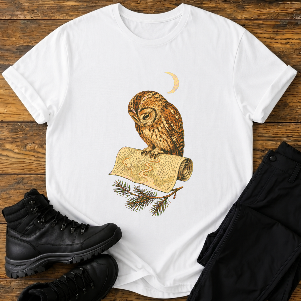 Eule mit Höhlenkarte T-Shirt