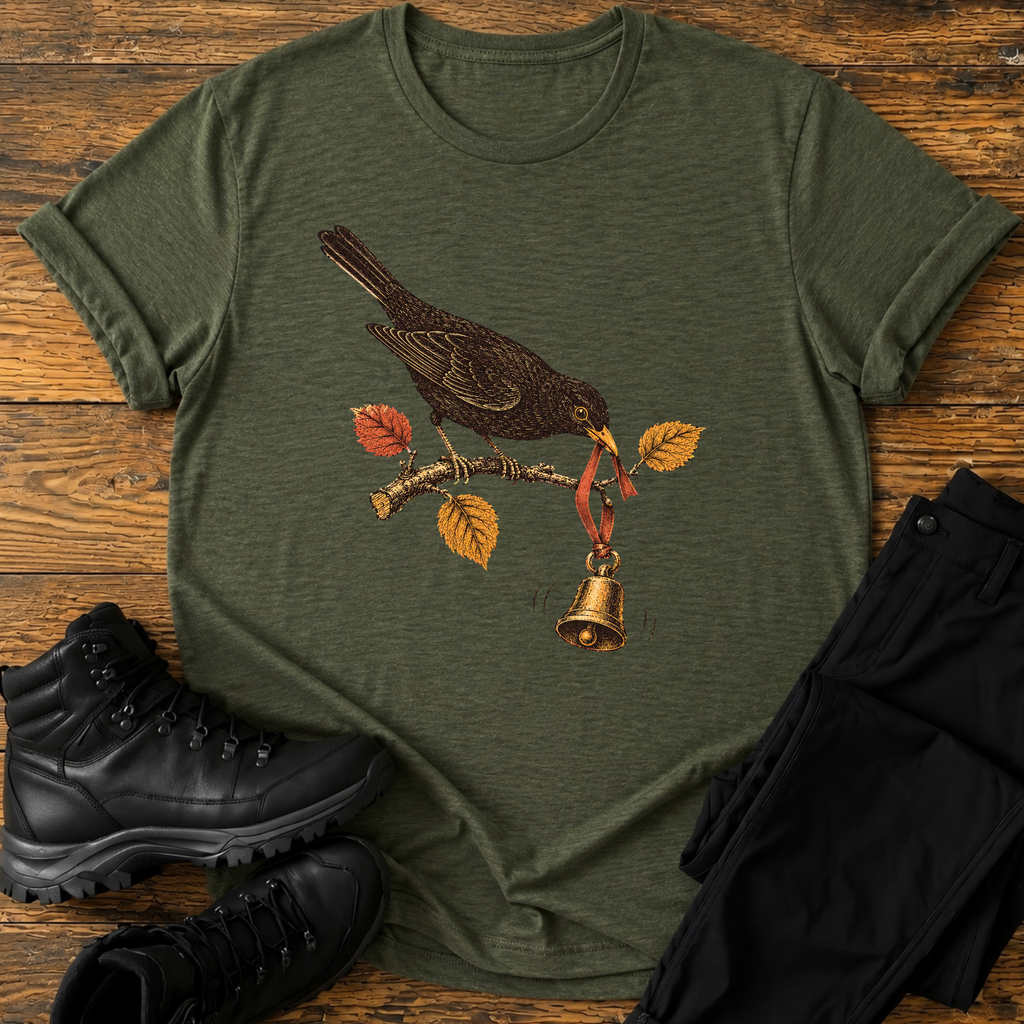 Amsel mit Wanderglocke T-Shirt