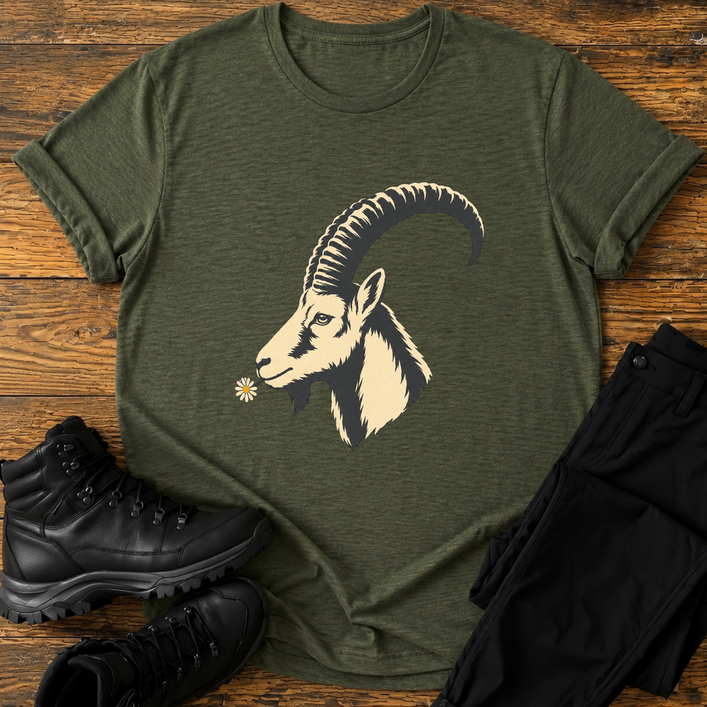 Steinbock mit Blume T-Shirt