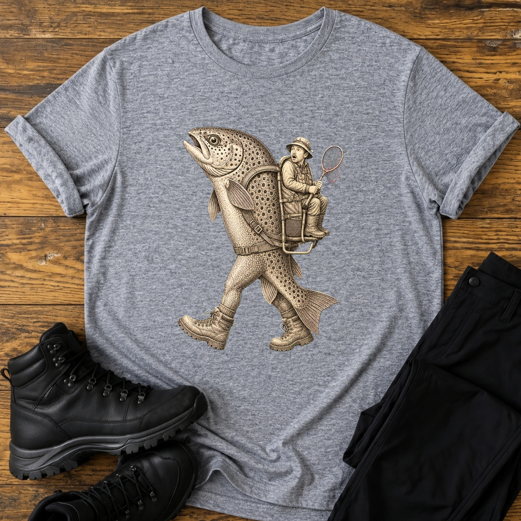 Fisch trägt Angler T-Shirt