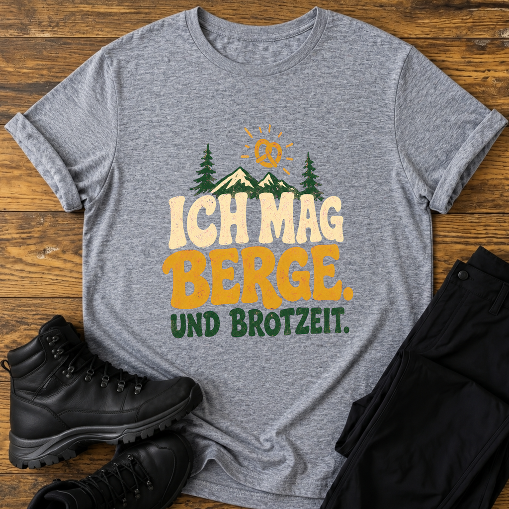 Ich mag berge. und brotzeit. T-Shirt