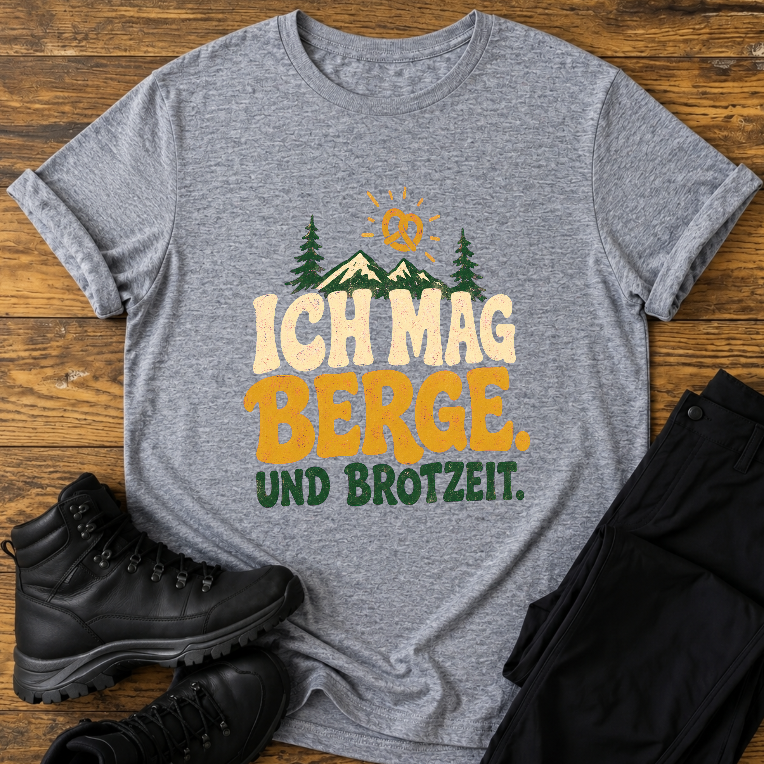 Ich mag berge. und brotzeit. T-Shirt