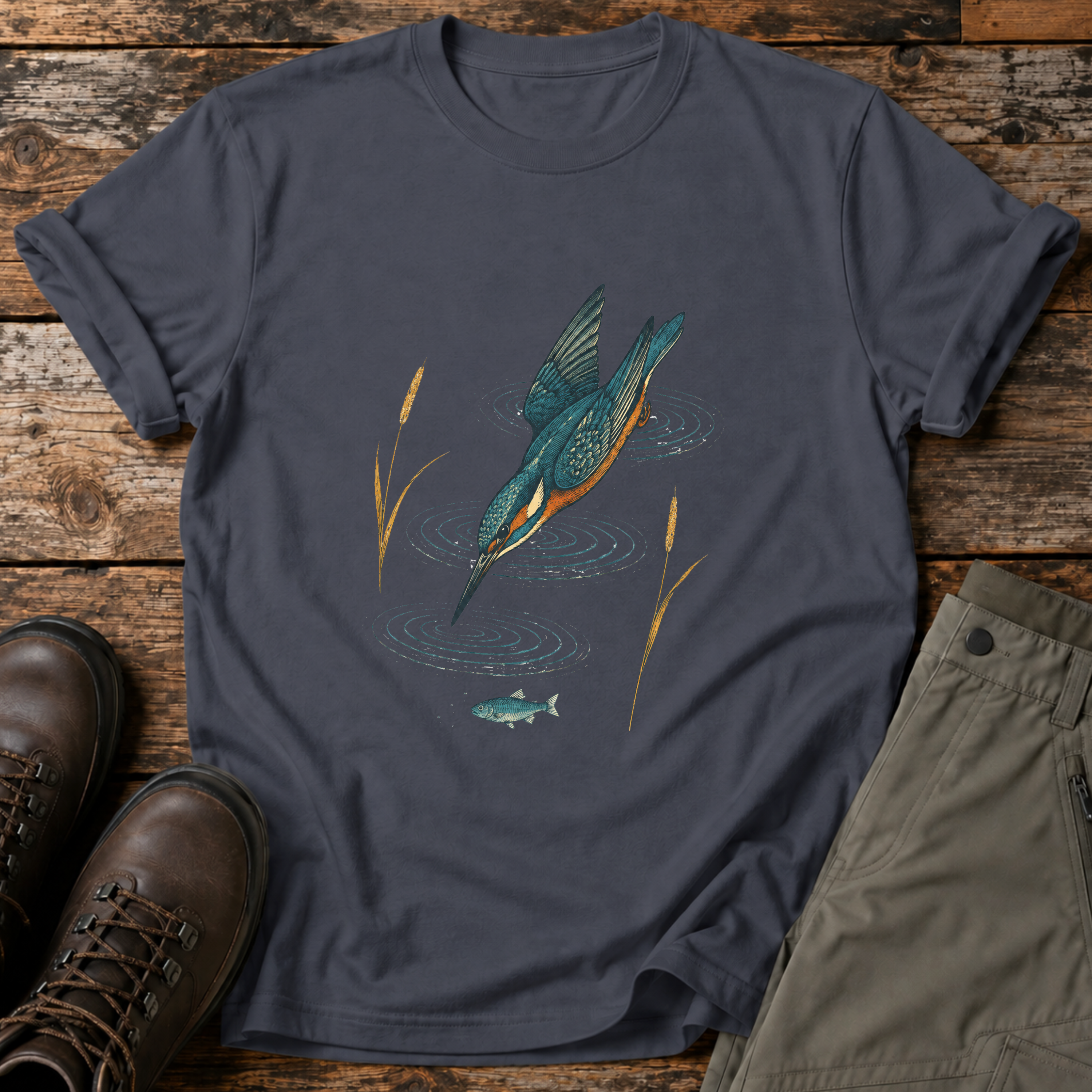 Eisvogel beim Sturzflug T-shirt