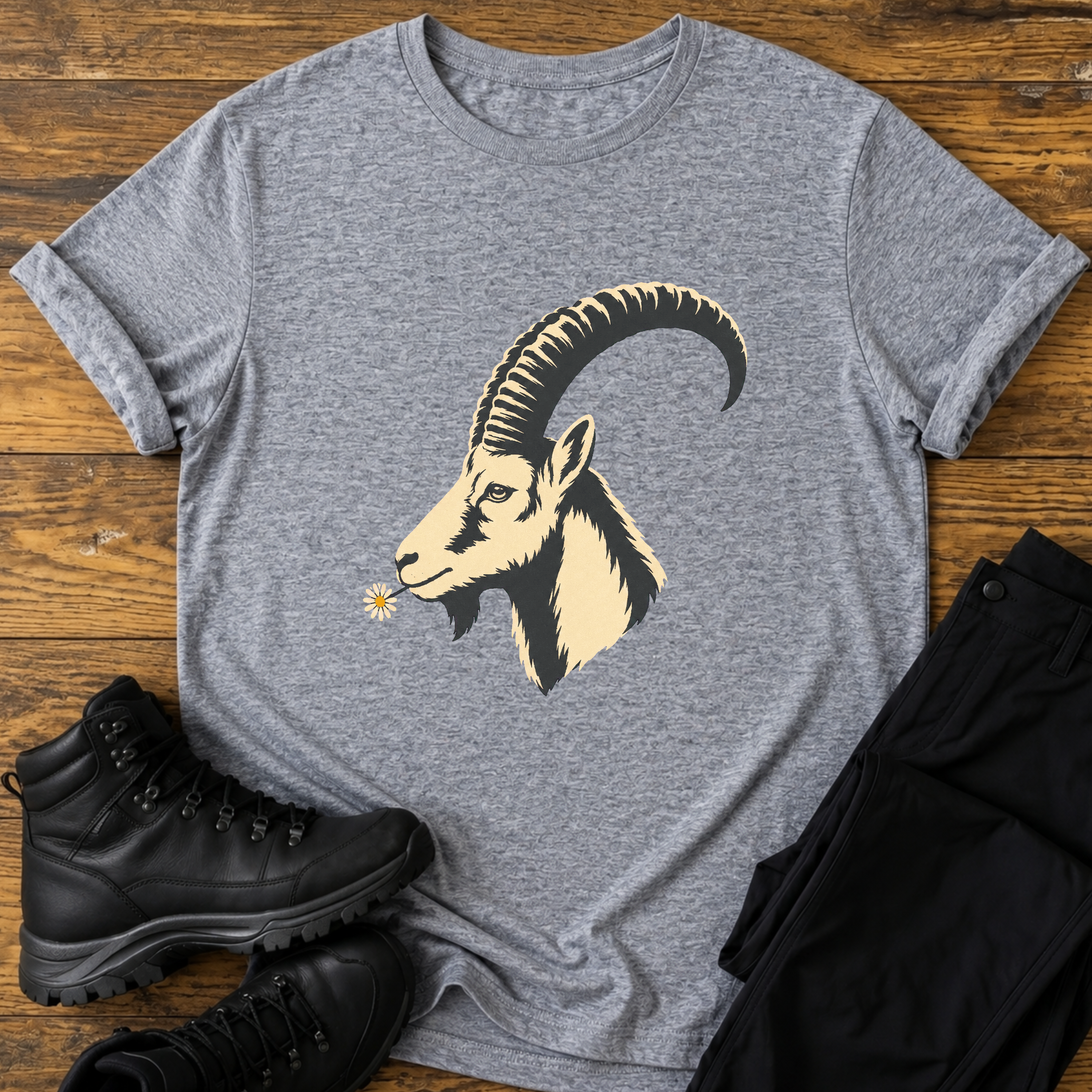 Steinbock mit Blume T-Shirt